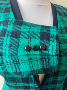 Kasper Vintage 80s Green Plaid Blazer - Size 12