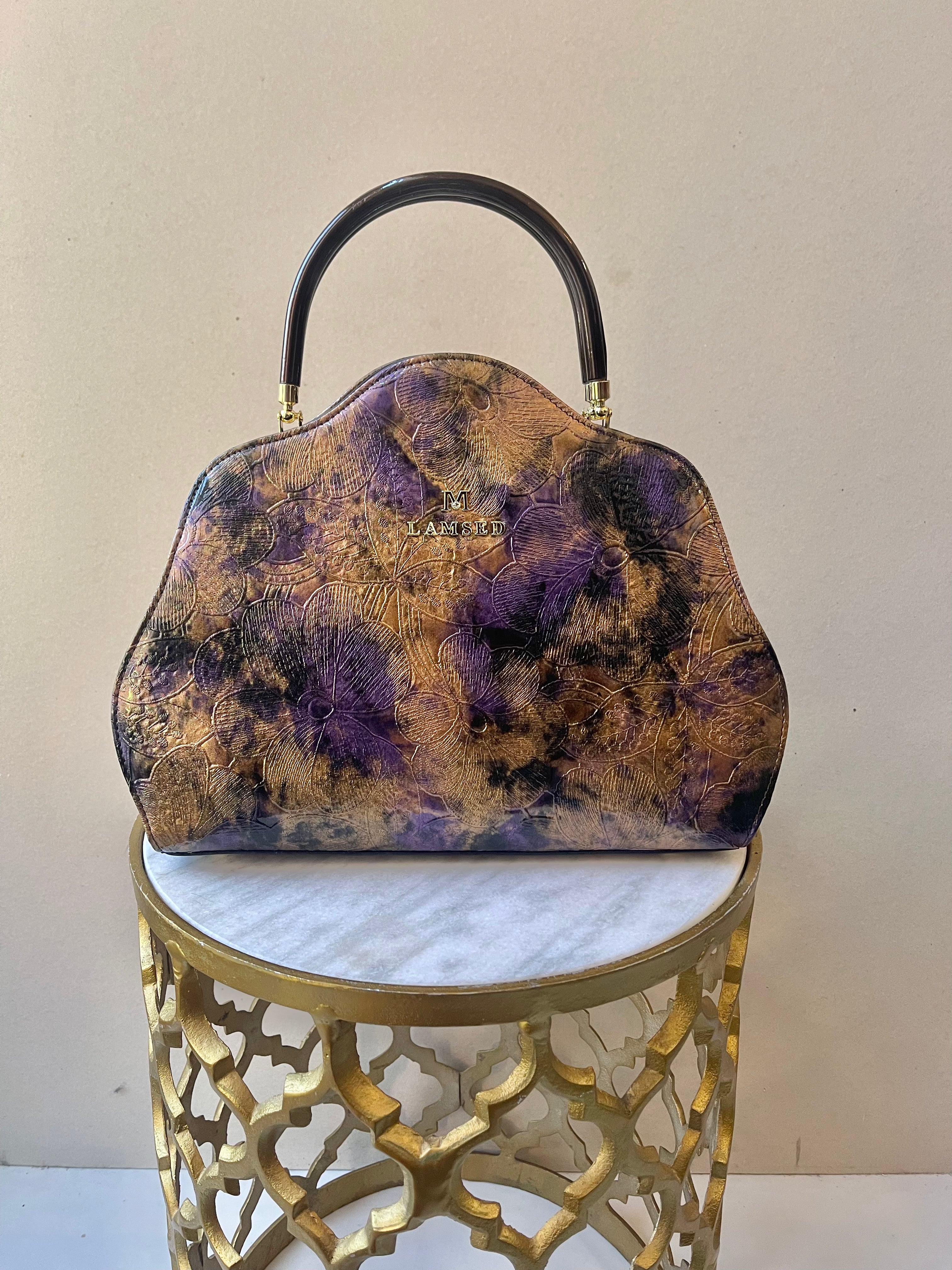 Lamsed Floral Embossed Patent Leather Purse