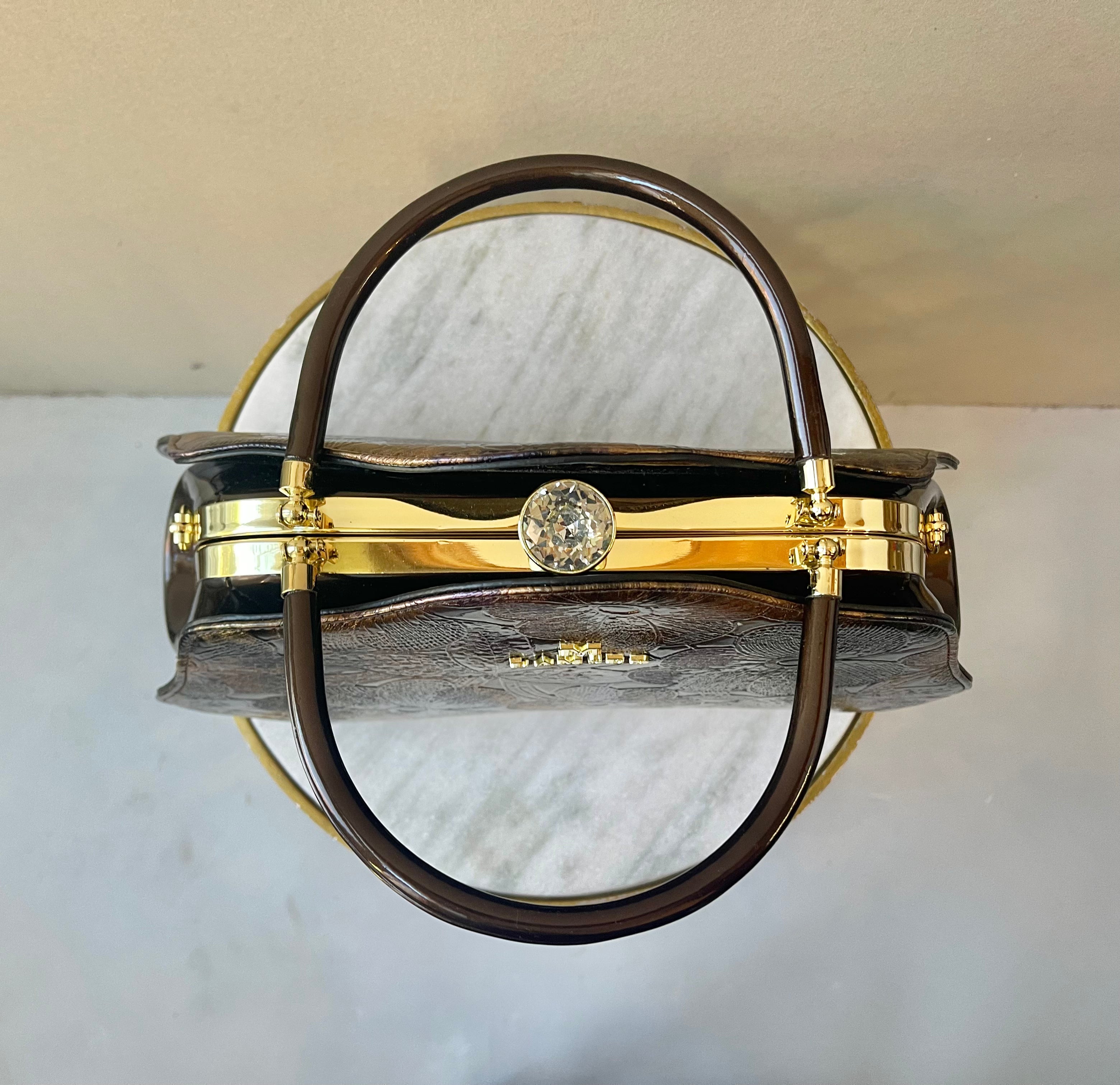 Lamsed Floral Embossed Patent Leather Purse