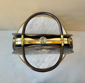 Lamsed Floral Embossed Patent Leather Purse