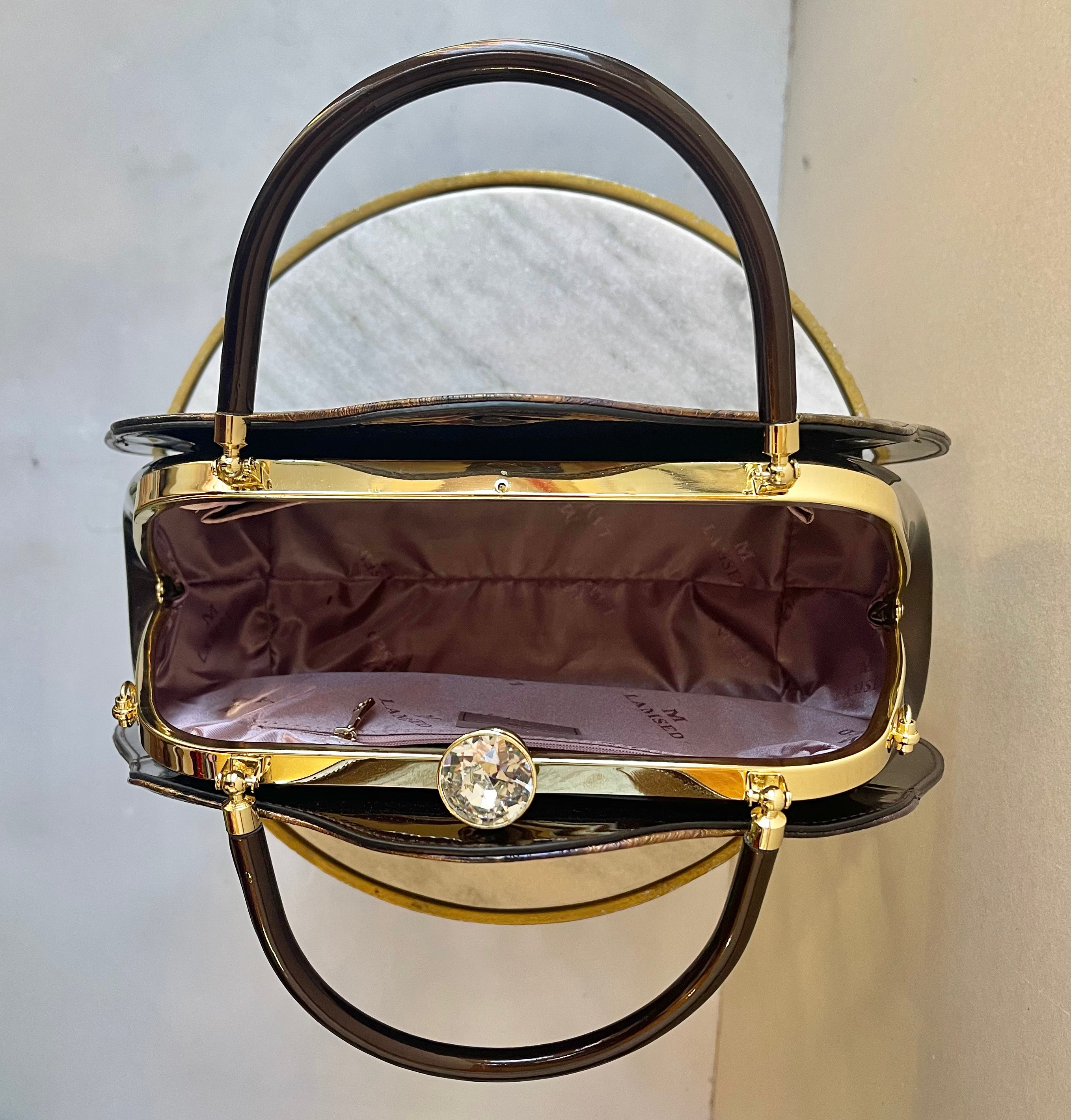 Lamsed Floral Embossed Patent Leather Purse