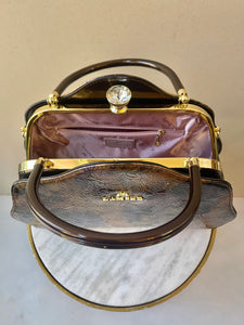 Lamsed Floral Embossed Patent Leather Purse