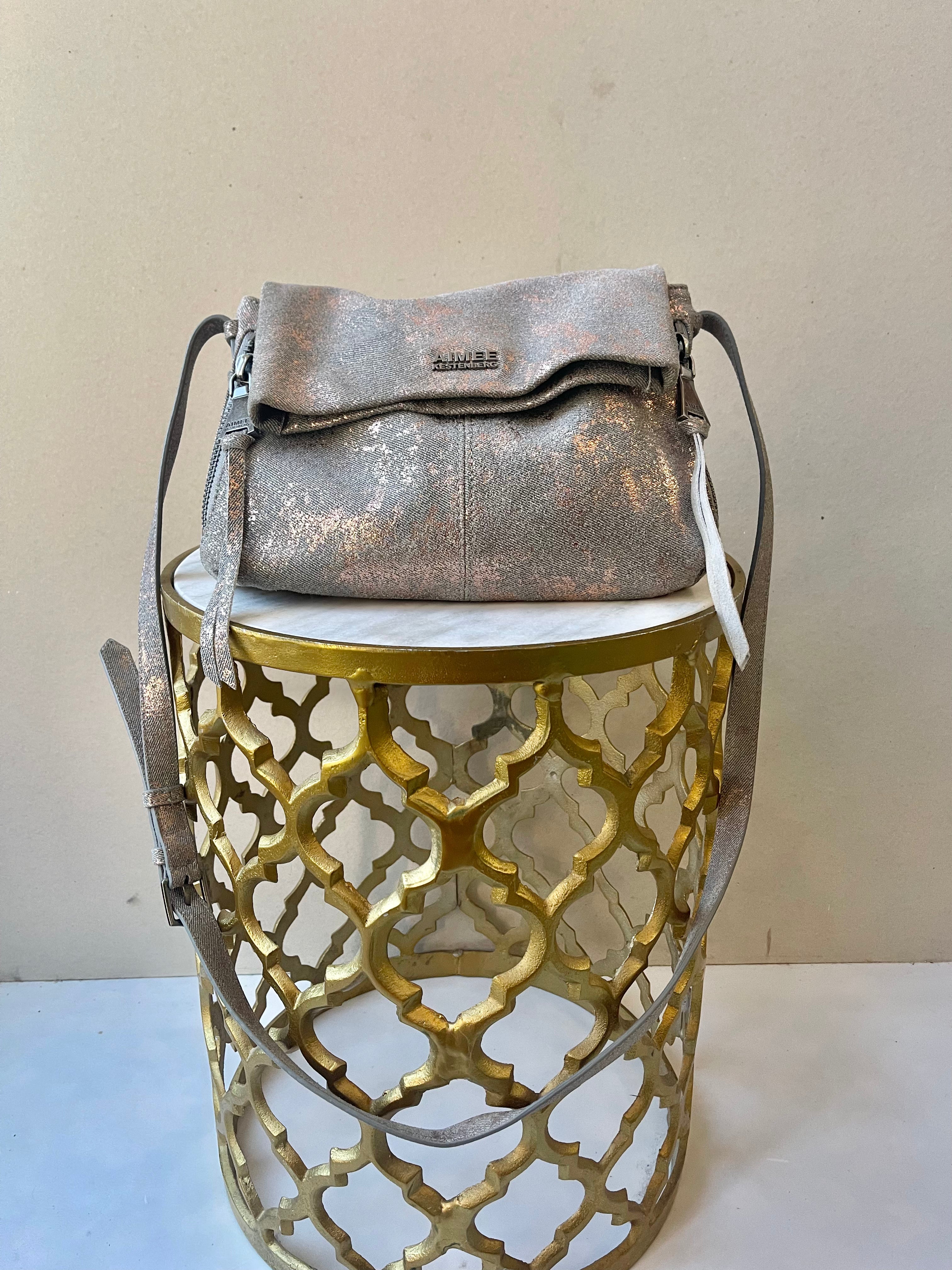 Aimee Kestenberg Convertable Metallic Canvas Crossbody Bag