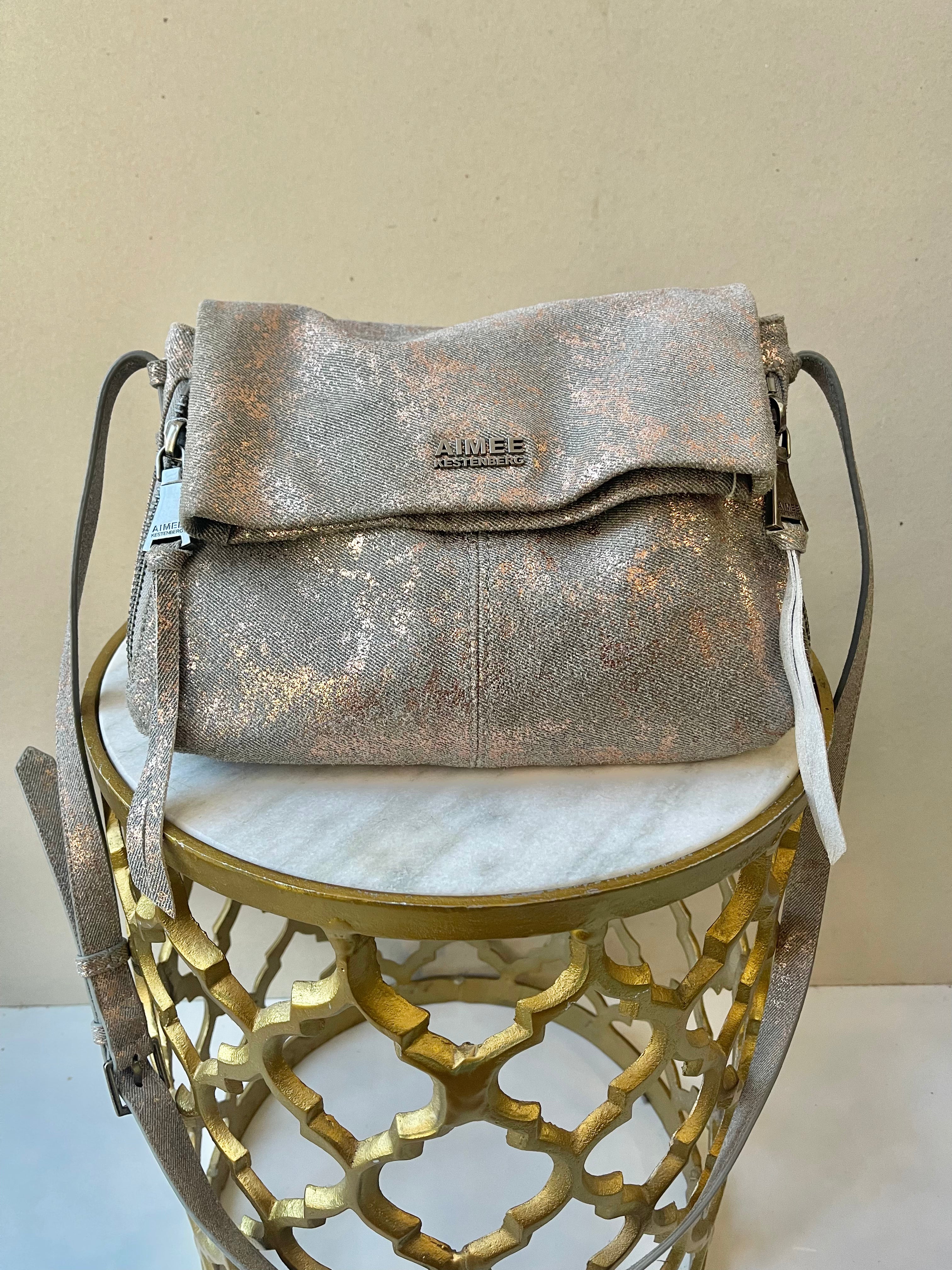Aimee Kestenberg Convertable Metallic Canvas Crossbody Bag
