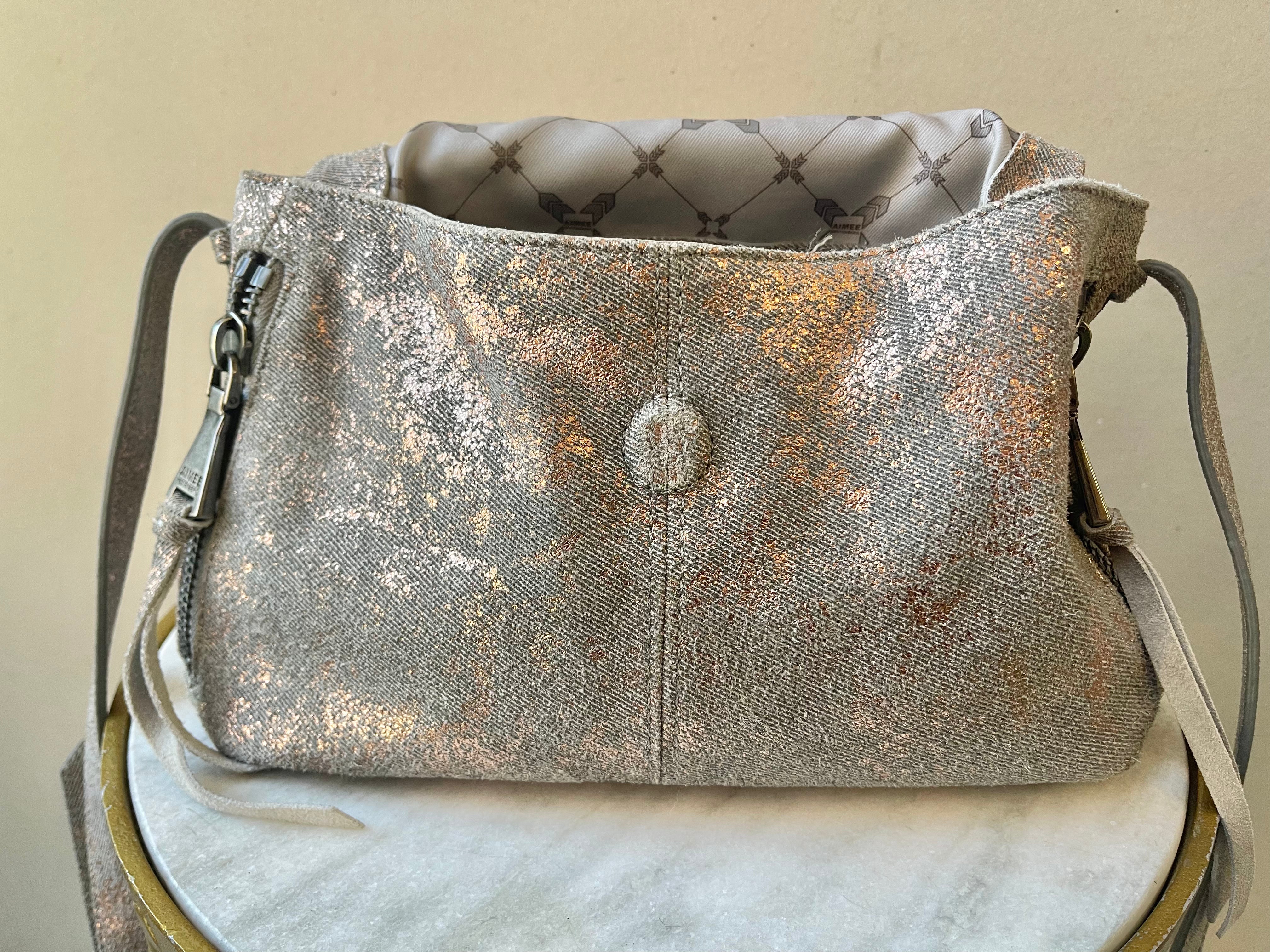 Aimee Kestenberg Convertable Metallic Canvas Crossbody Bag