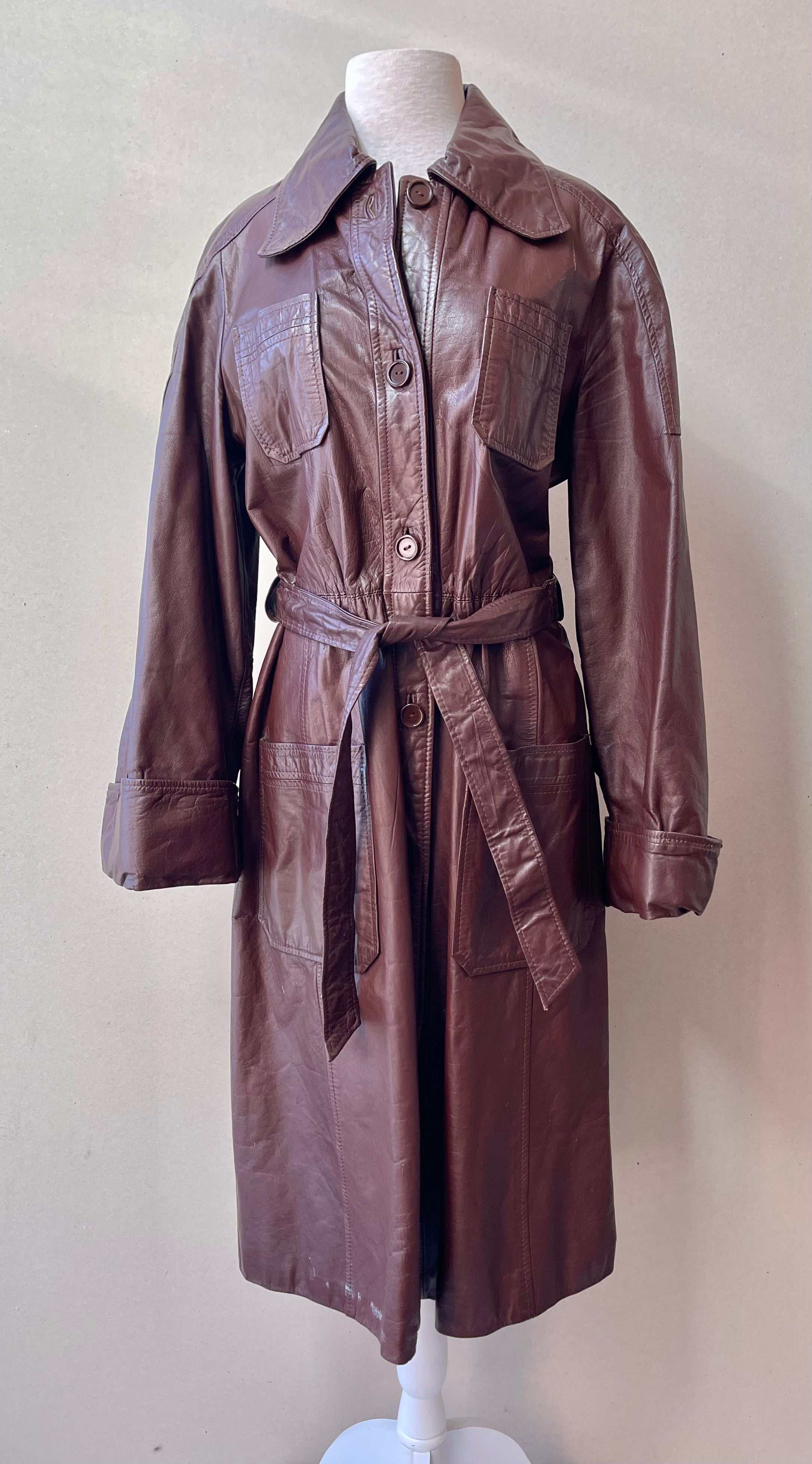 70s Carol’s Casual Wear Belted Chestnut Leather Jacket