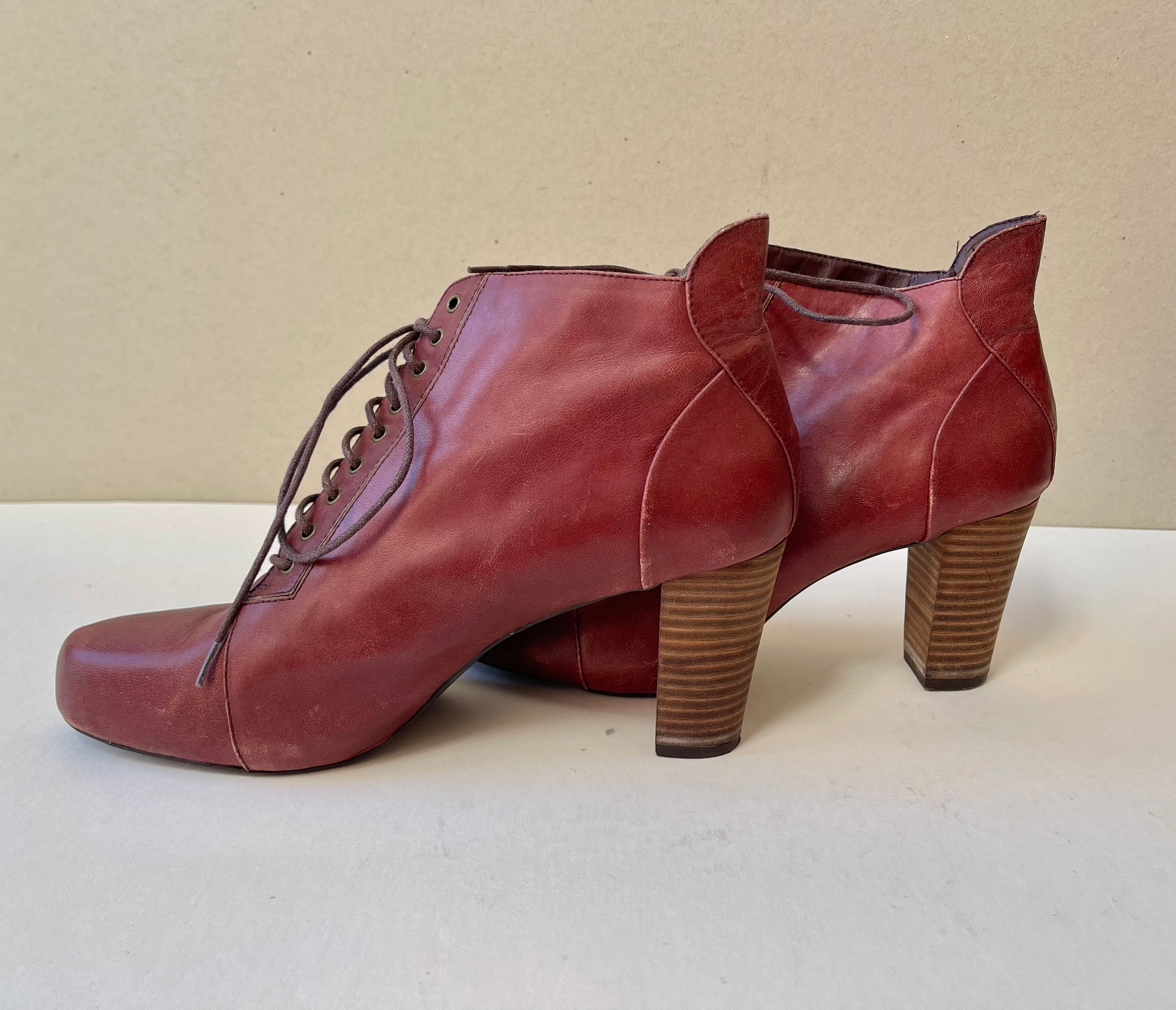 Vintage Nine West Leather Lace-Up Ankle Boots | Size 9