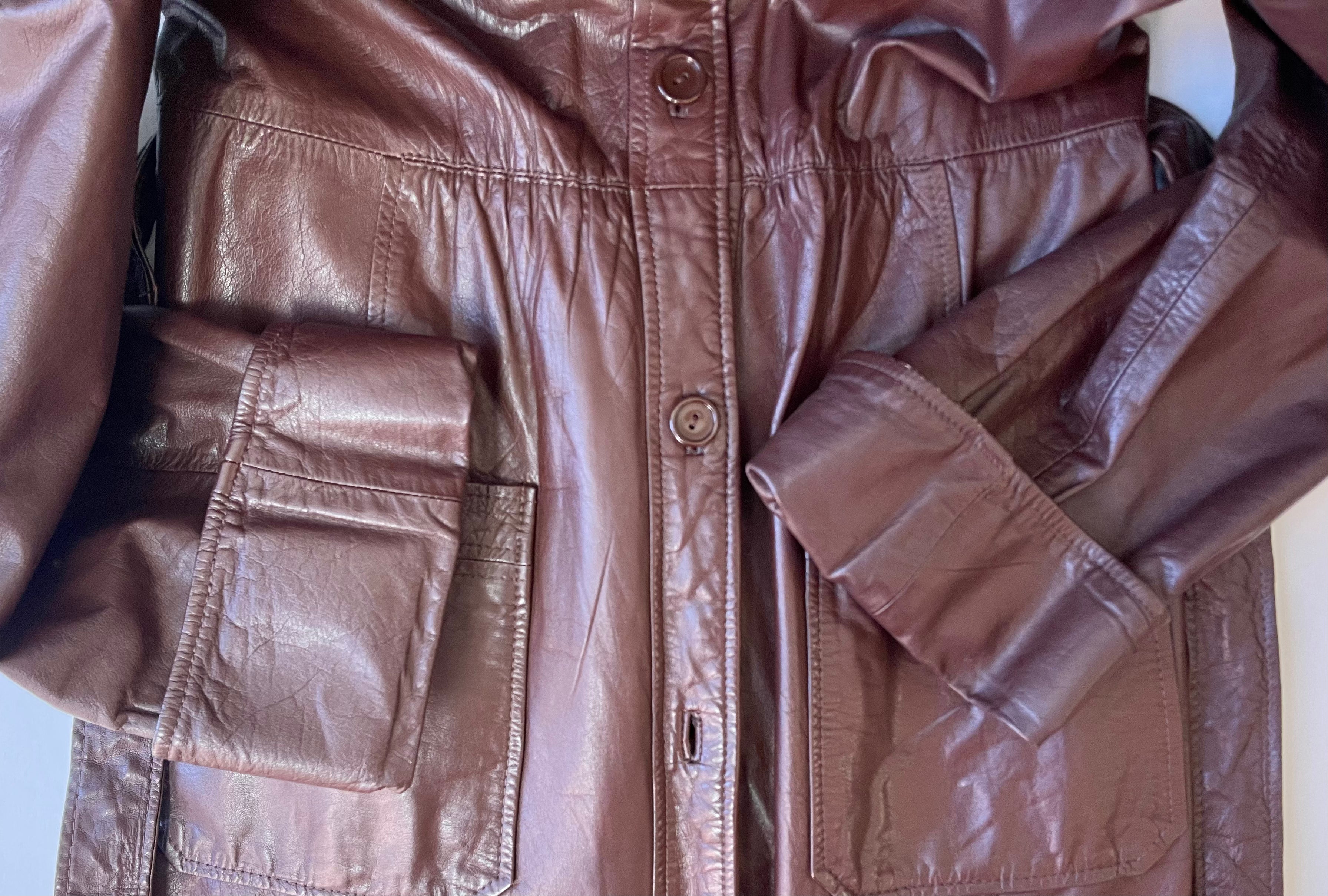 70s Carol’s Casual Wear Belted Chestnut Leather Jacket