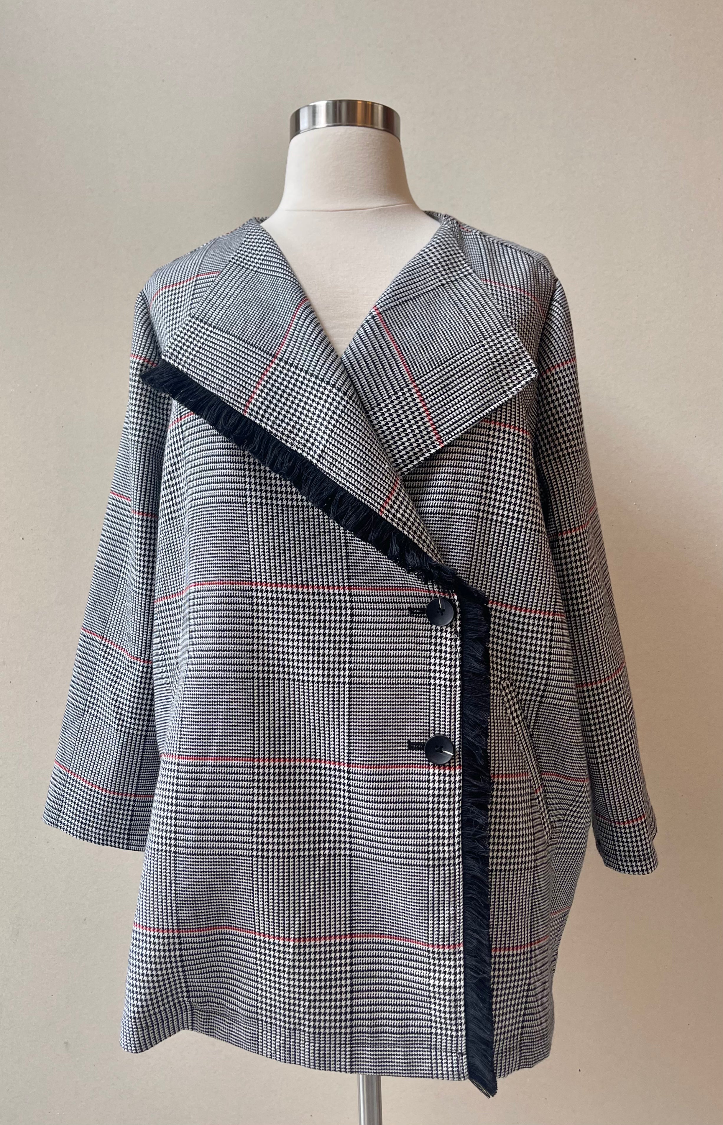 Laurie Felt Glen Plaid Double Breasted Blazer | Size 1X