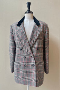 Amanda Smith 90s Vintage Wool Houndstooth Plaid Blazer | Size 14