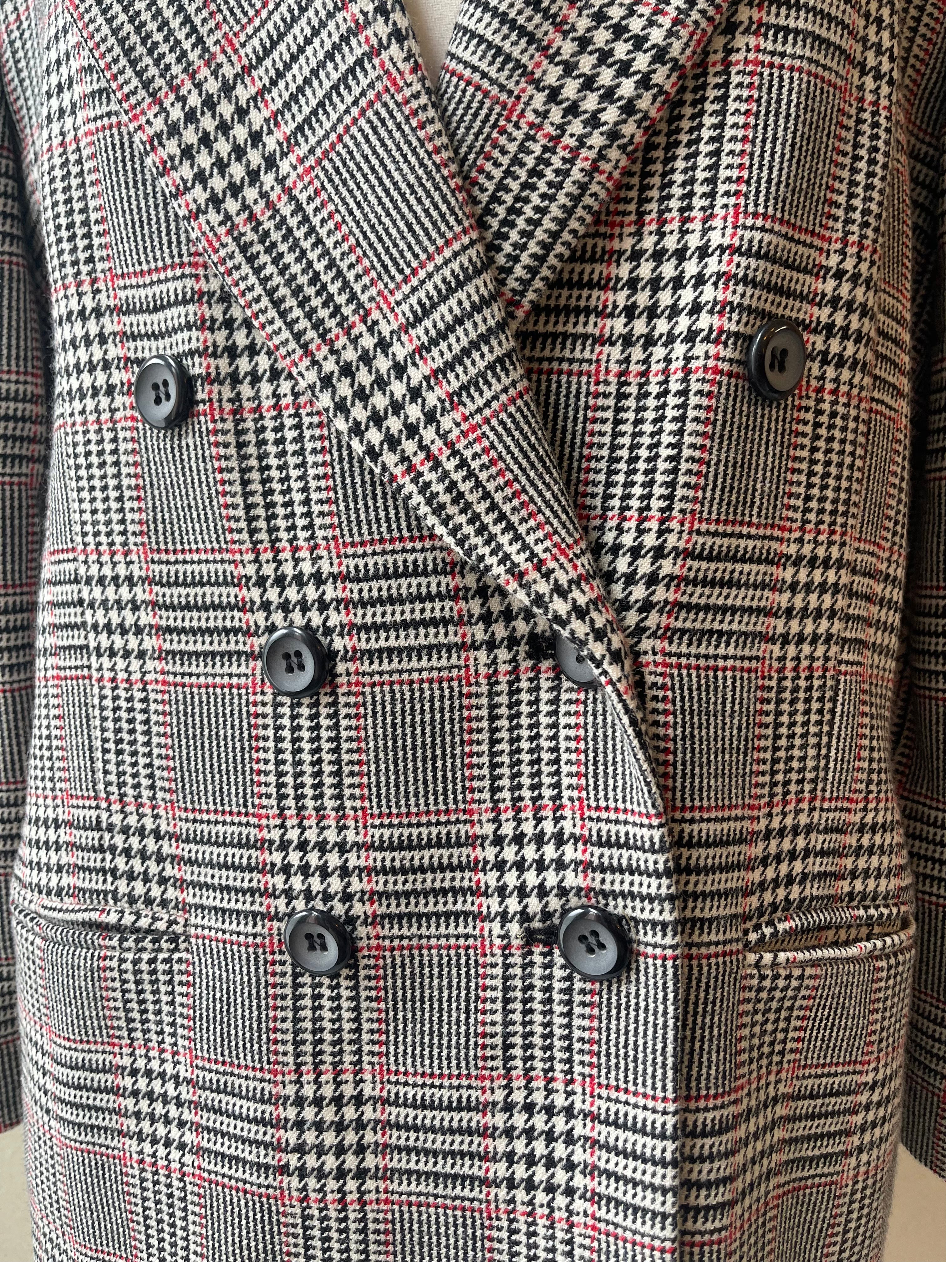 Amanda Smith 90s Vintage Wool Houndstooth Plaid Blazer | Size 14
