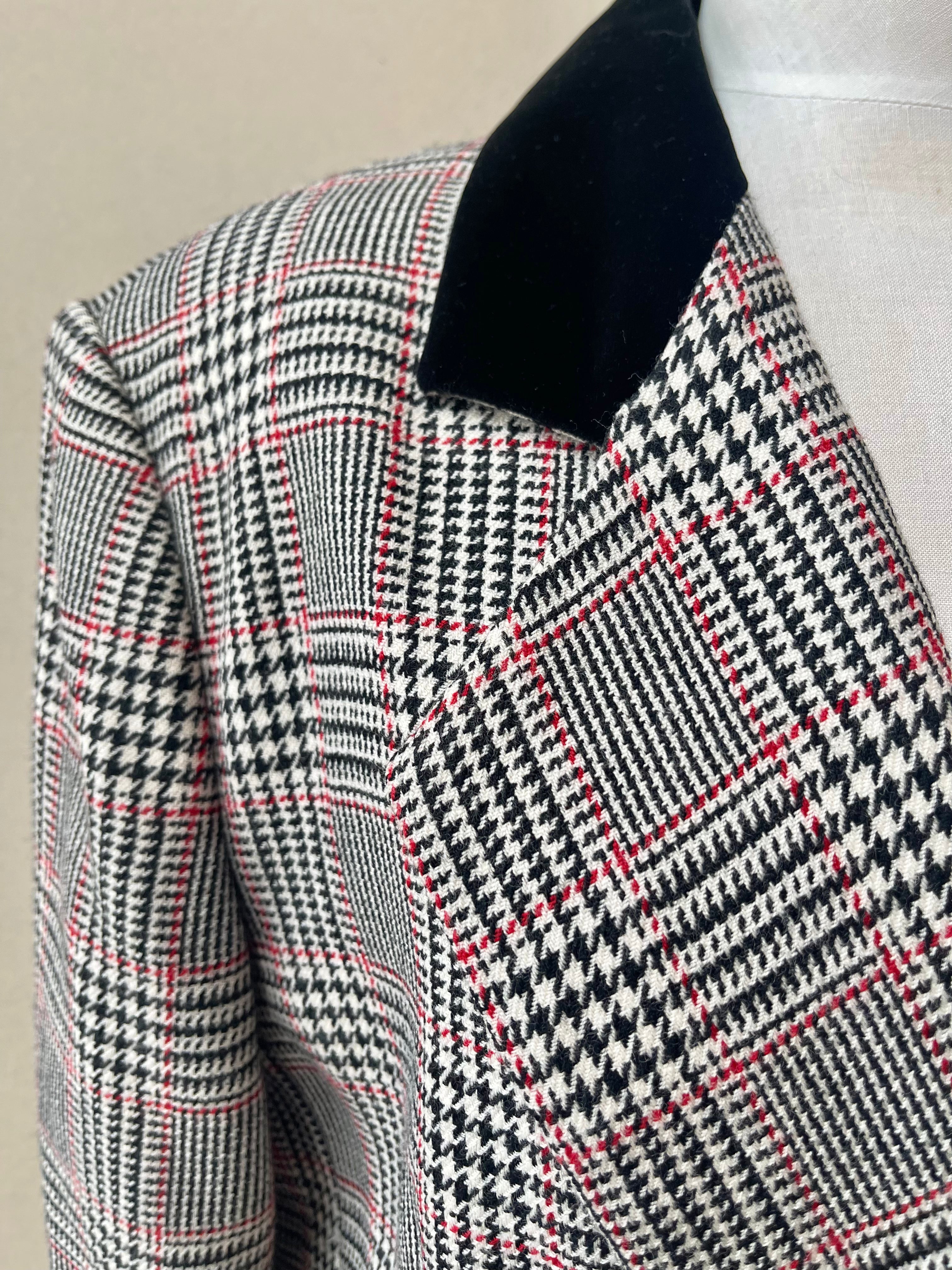 Amanda Smith 90s Vintage Wool Houndstooth Plaid Blazer | Size 14