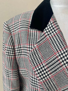 Amanda Smith 90s Vintage Wool Houndstooth Plaid Blazer | Size 14