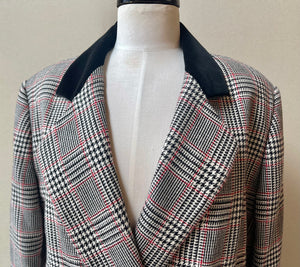 Amanda Smith 90s Vintage Wool Houndstooth Plaid Blazer | Size 14