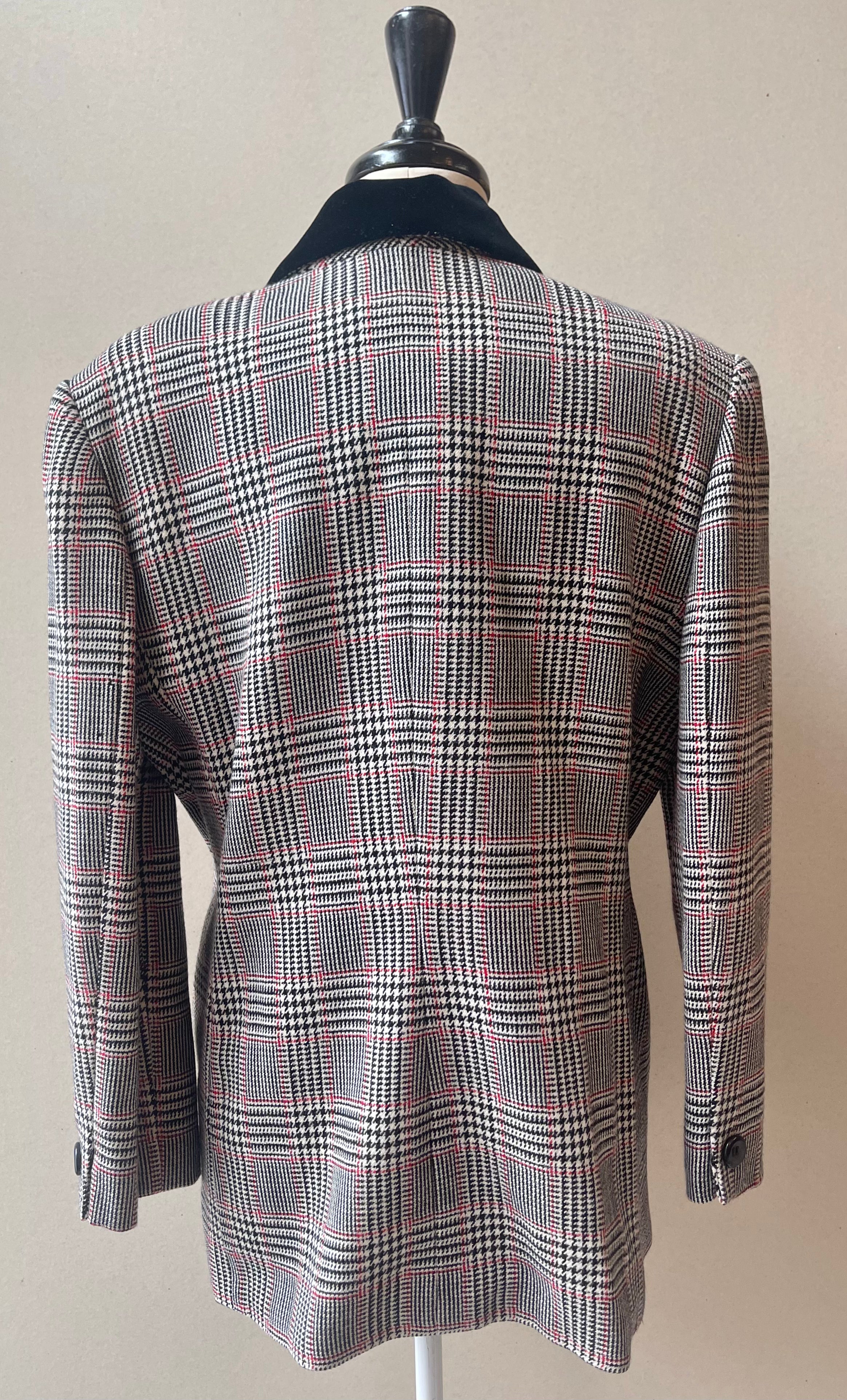 Amanda Smith 90s Vintage Wool Houndstooth Plaid Blazer | Size 14