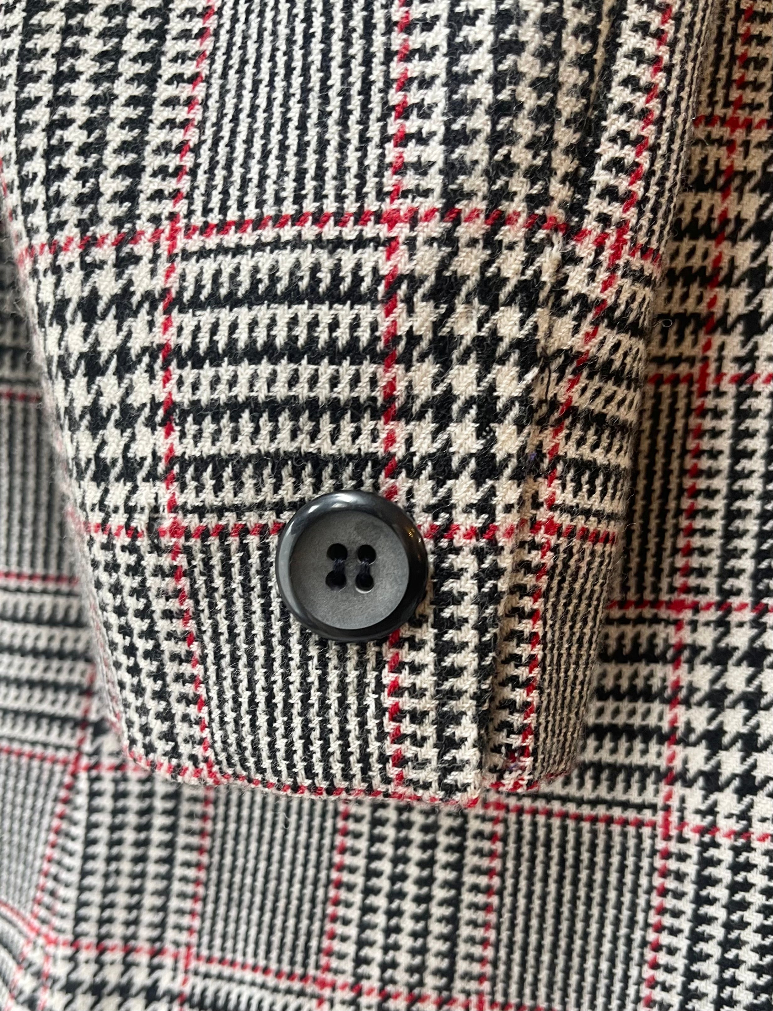 Amanda Smith 90s Vintage Wool Houndstooth Plaid Blazer | Size 14
