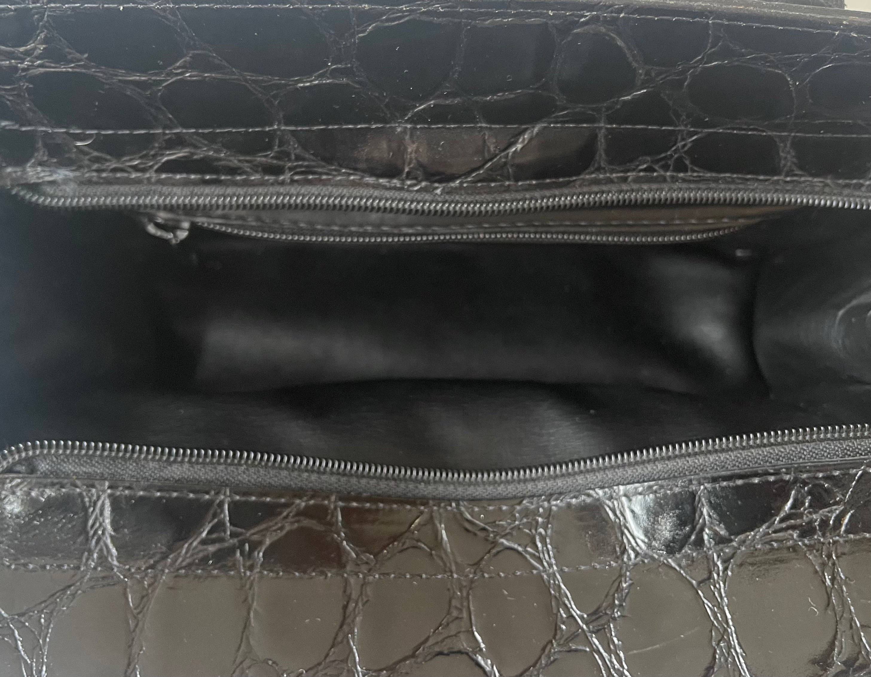 Carla Mancini Croc Embossed Lock Compartment Handbag