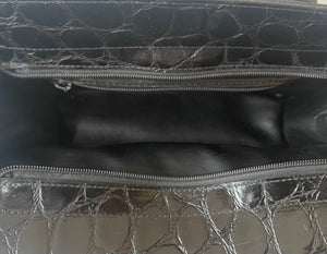 Carla Mancini Croc Embossed Lock Compartment Handbag