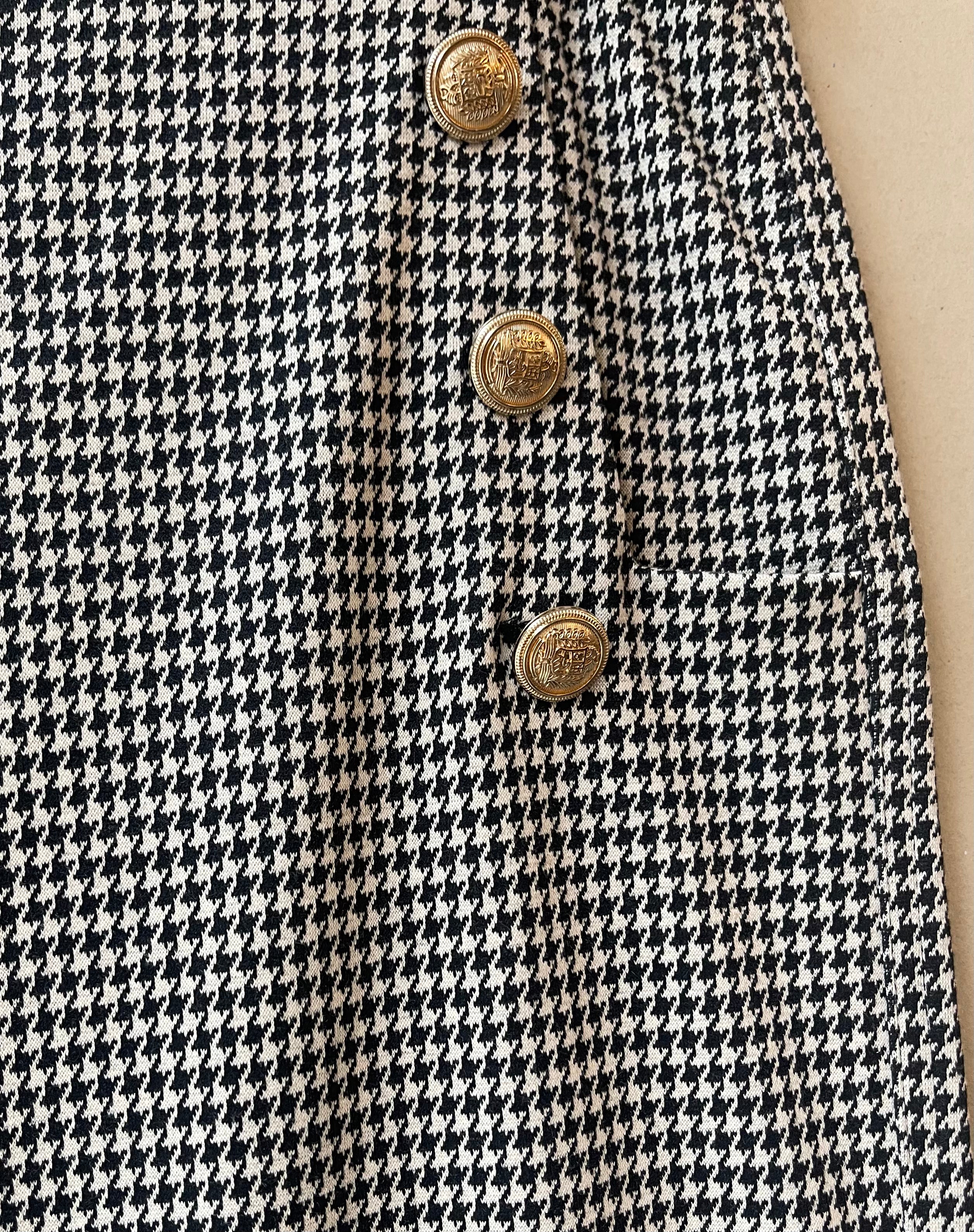 Jules & Leopold Cropped Knit Houndstooth Button Pants | Size Large
