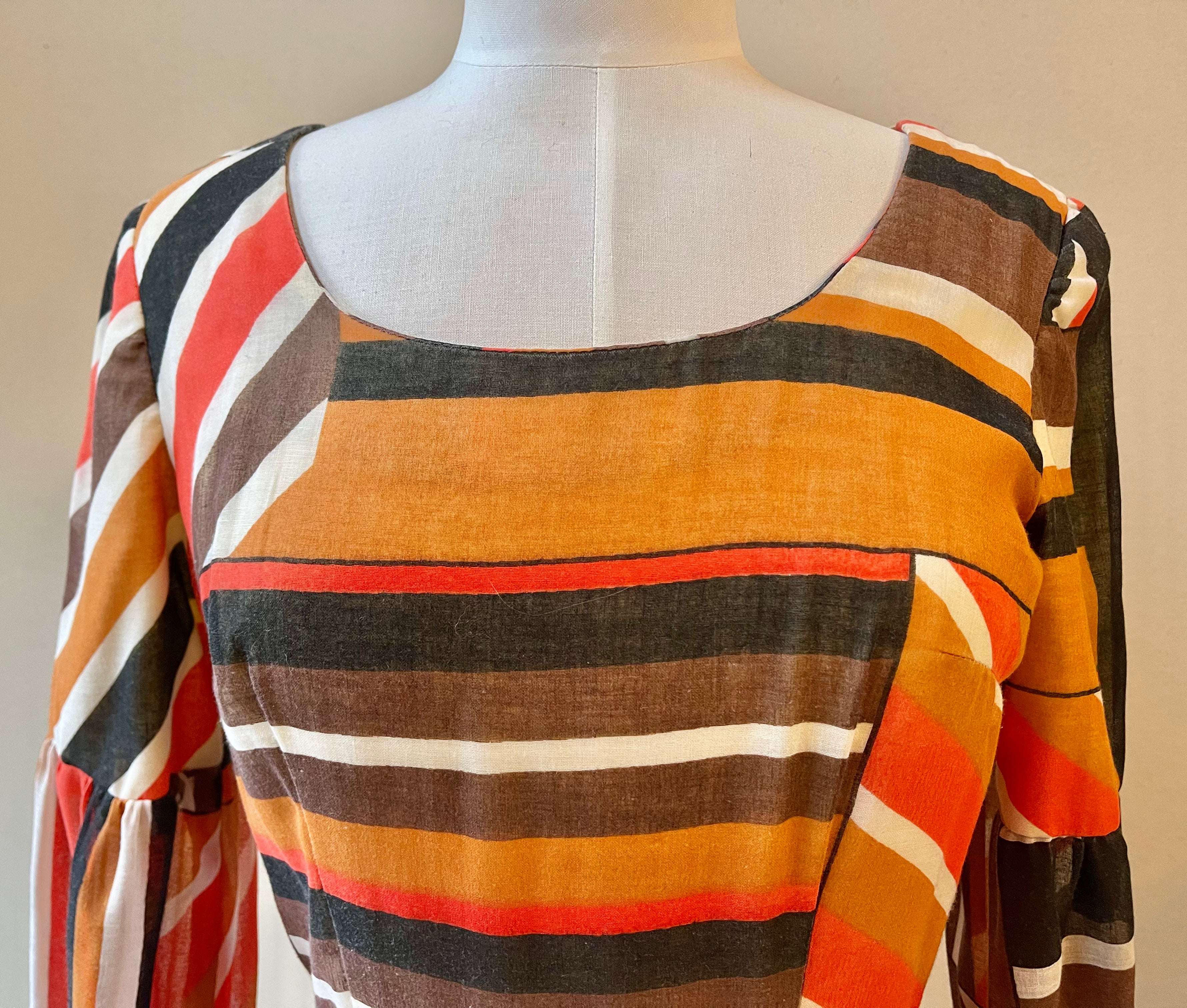 Handmade 60/70s Striped Fit n Flare Dress | Size M