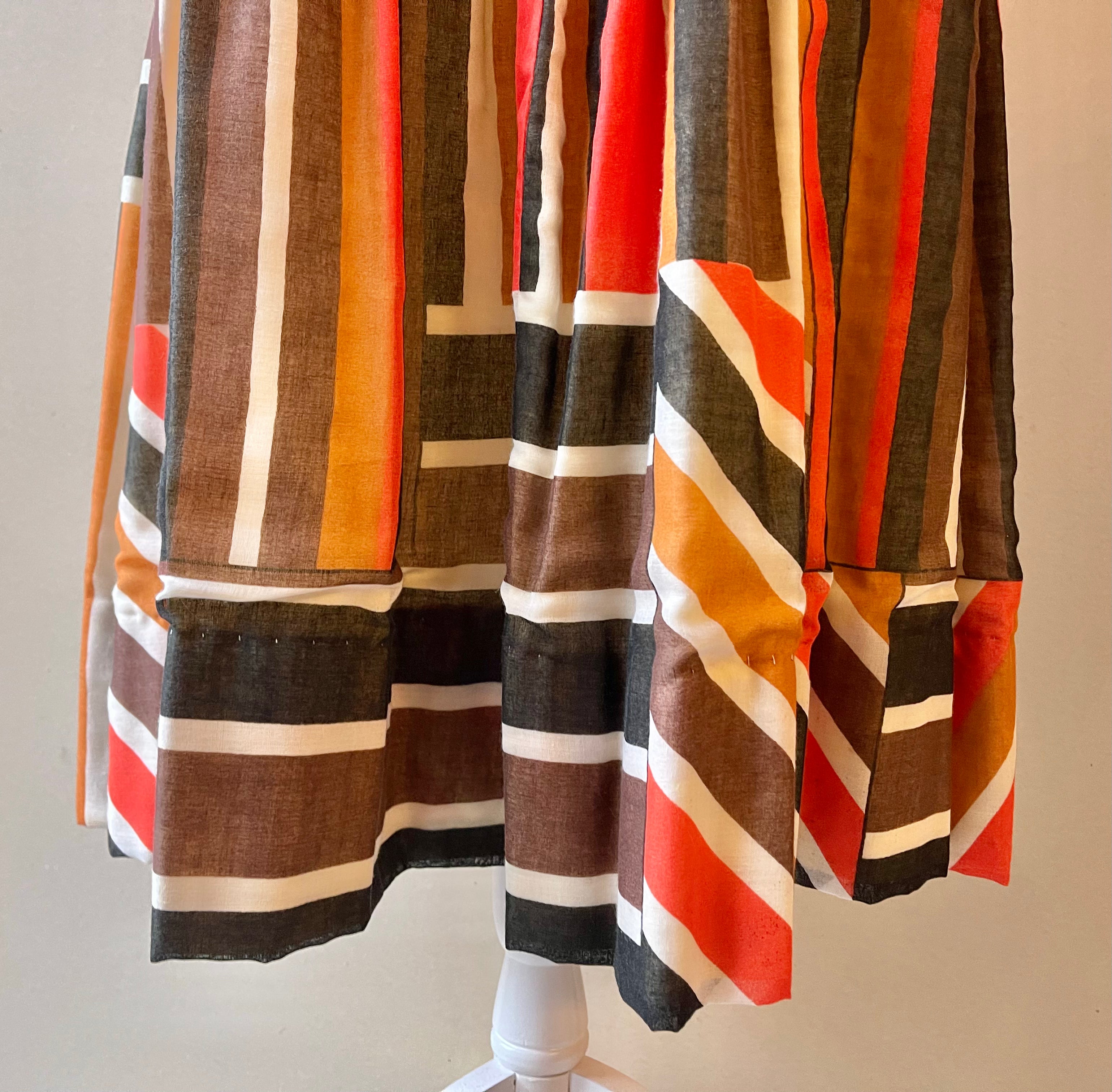 Handmade 60/70s Striped Fit n Flare Dress | Size M