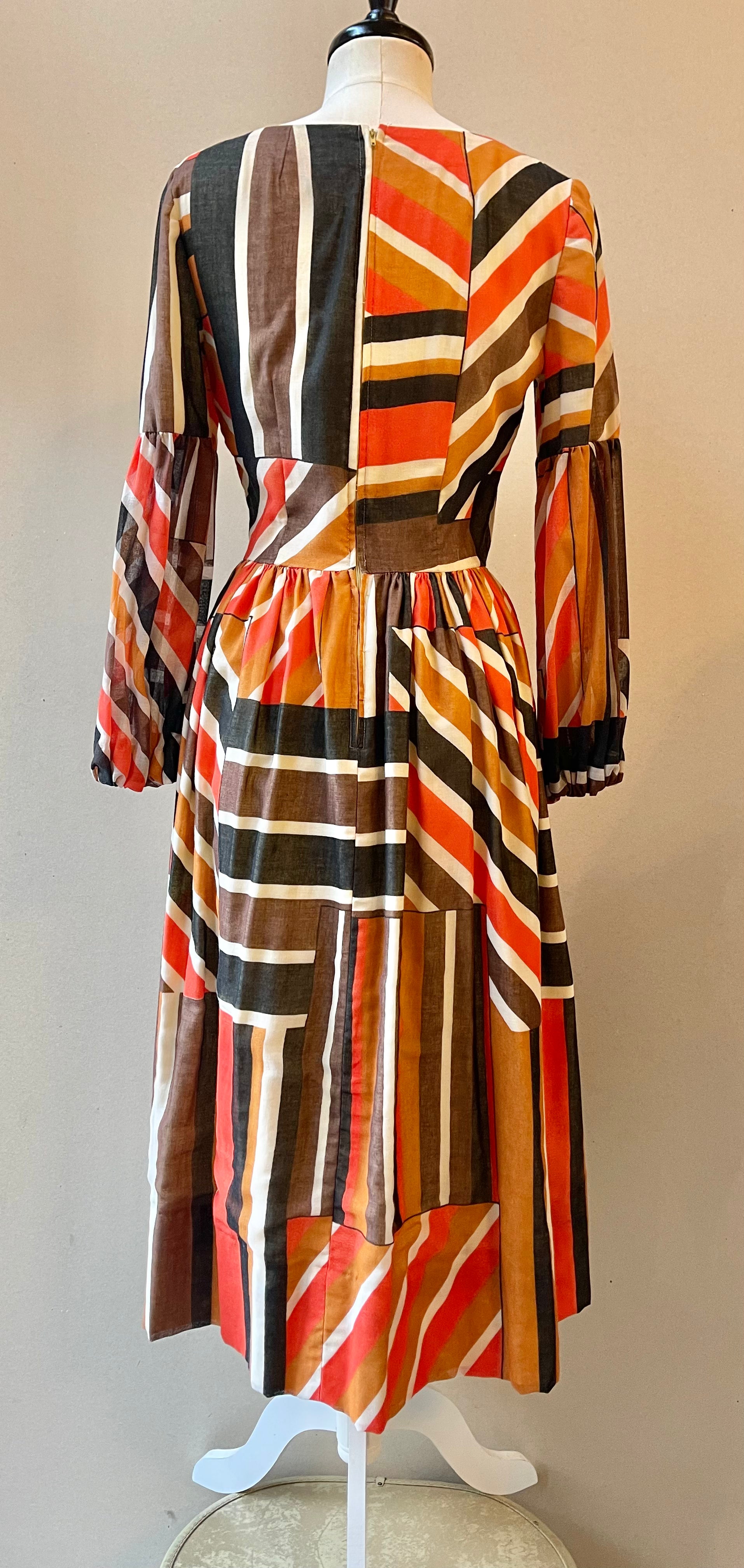 Handmade 60/70s Striped Fit n Flare Dress | Size M