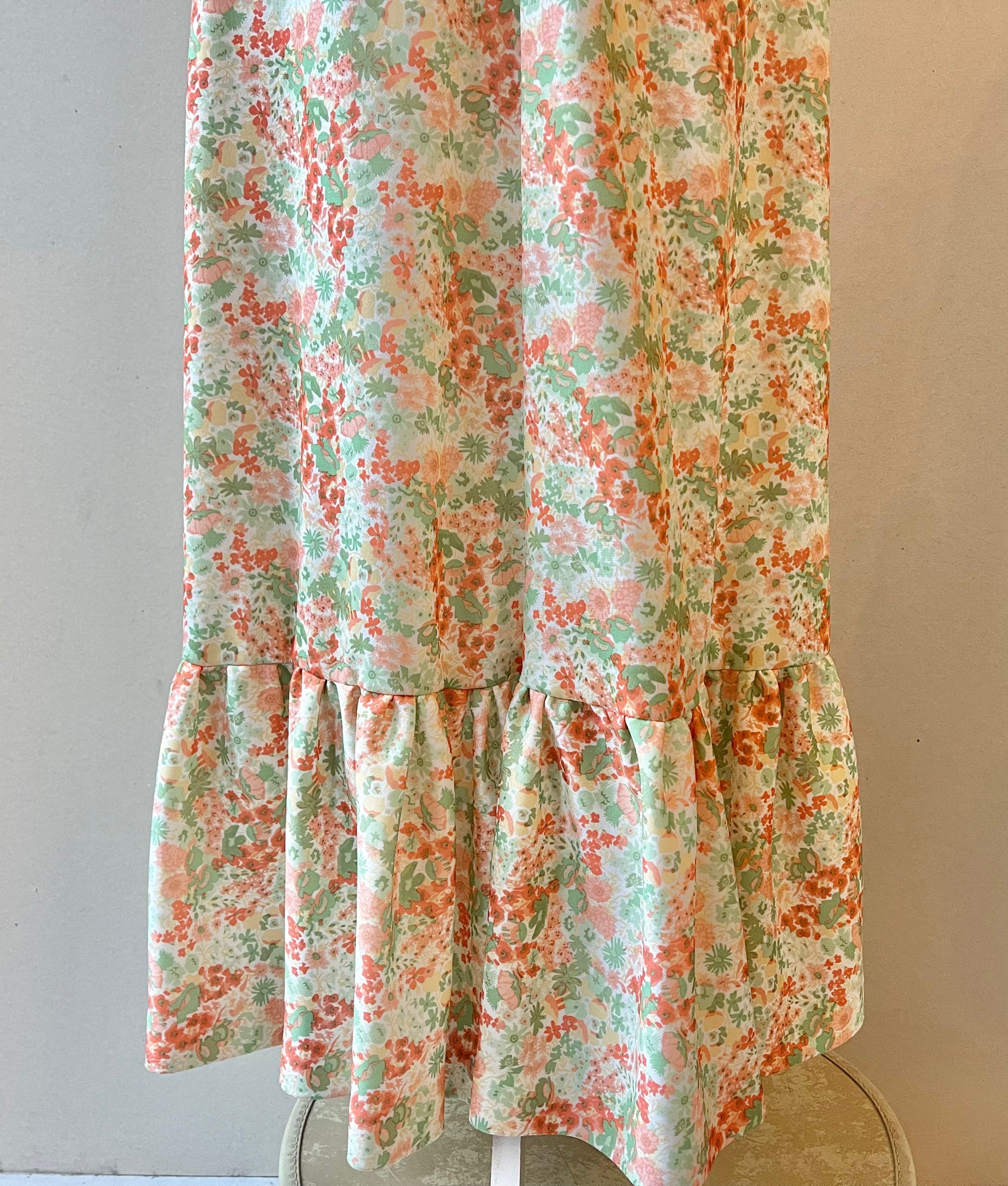 Handmade 70s Floral Lace Maxi Dress | Size M