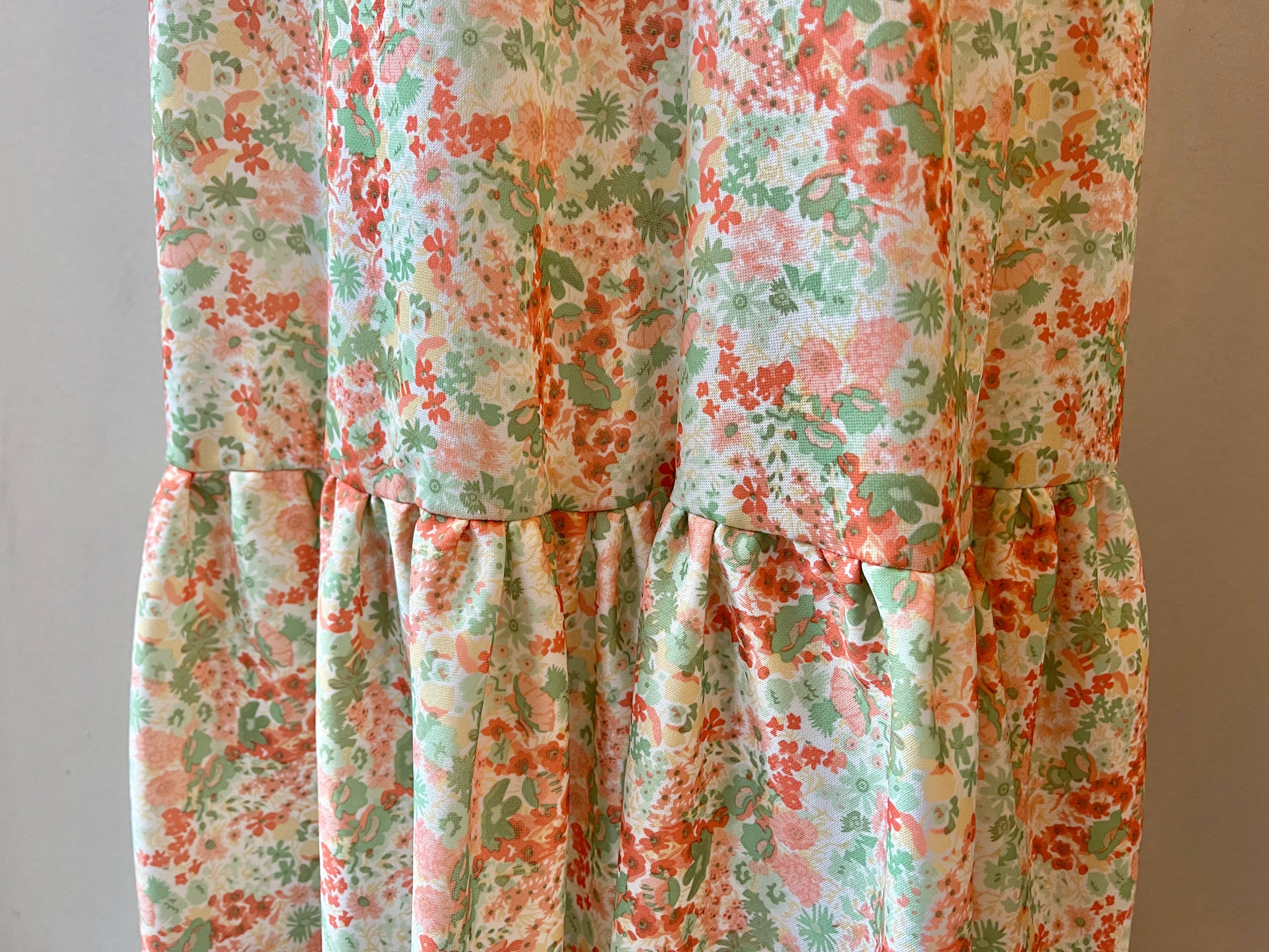 Handmade 70s Floral Lace Maxi Dress | Size M