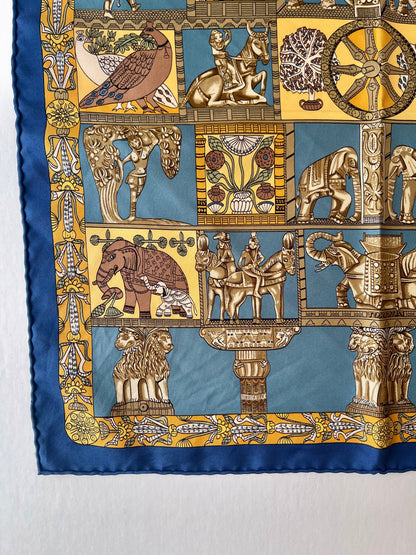 Hermes Silk Royal Blue Pattern Scarf (Pre-Owned - NEW with box)