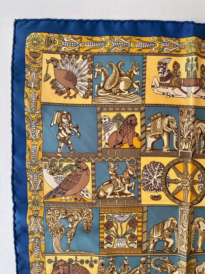 Hermes Silk Royal Blue Pattern Scarf (Pre-Owned - NEW with box)
