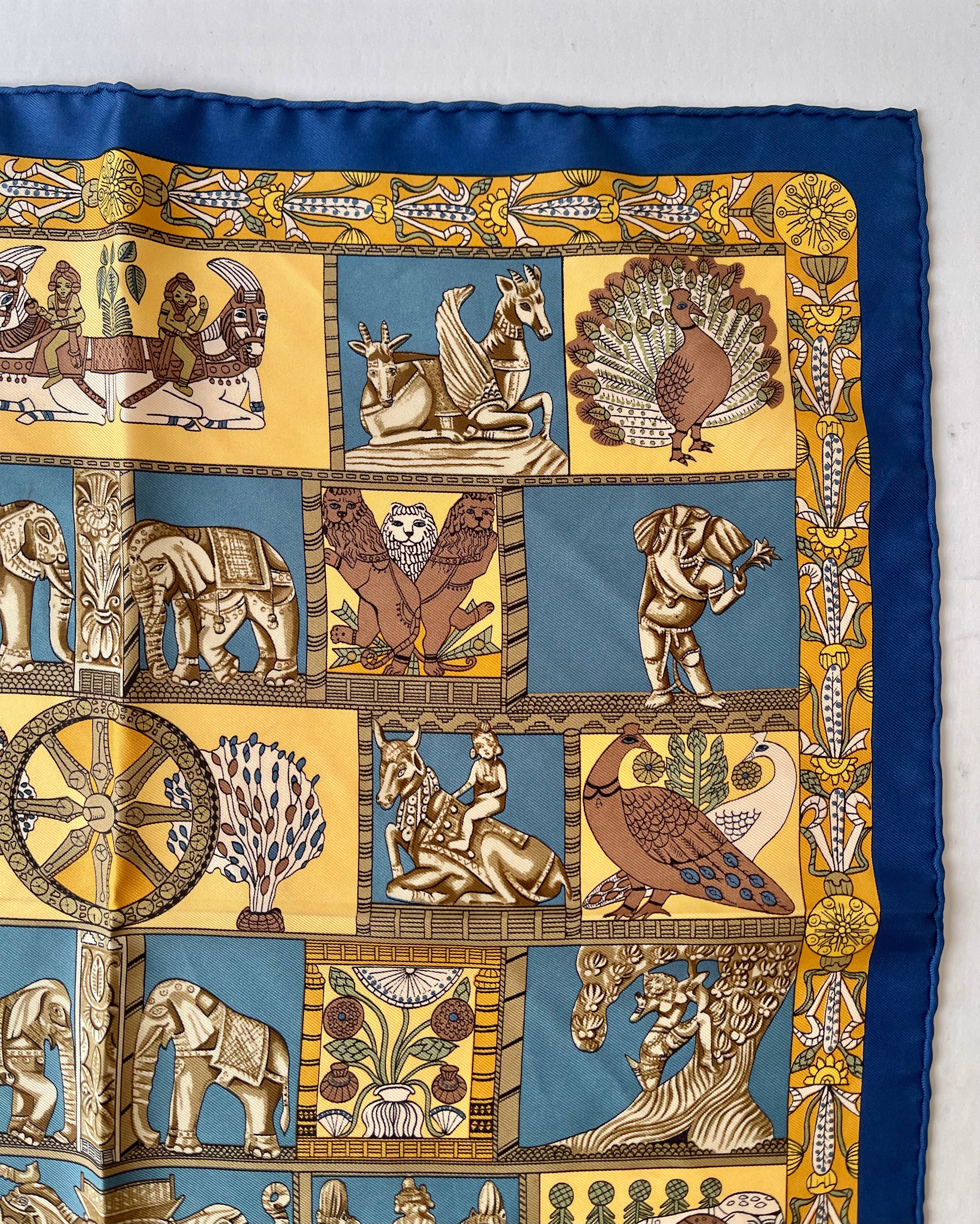 Hermes Silk Royal Blue Pattern Scarf (Pre-Owned - NEW with box)