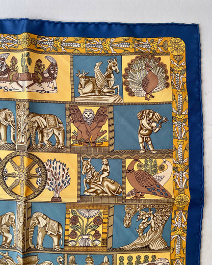 Hermes Silk Royal Blue Pattern Scarf (Pre-Owned - NEW with box)
