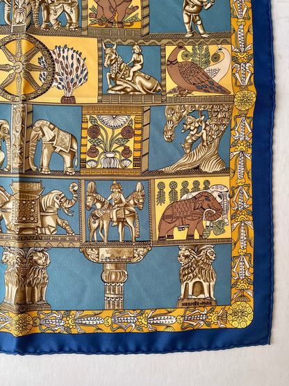Hermes Silk Royal Blue Pattern Scarf (Pre-Owned - NEW with box)