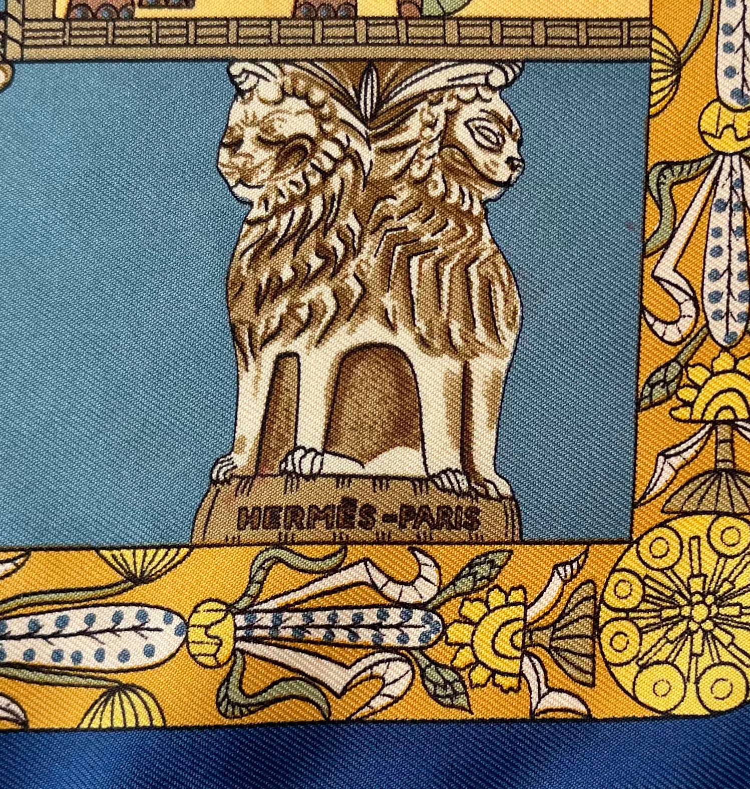 Hermes Silk Royal Blue Pattern Scarf (Pre-Owned - NEW with box)