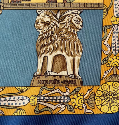 Hermes Silk Royal Blue Pattern Scarf (Pre-Owned - NEW with box)