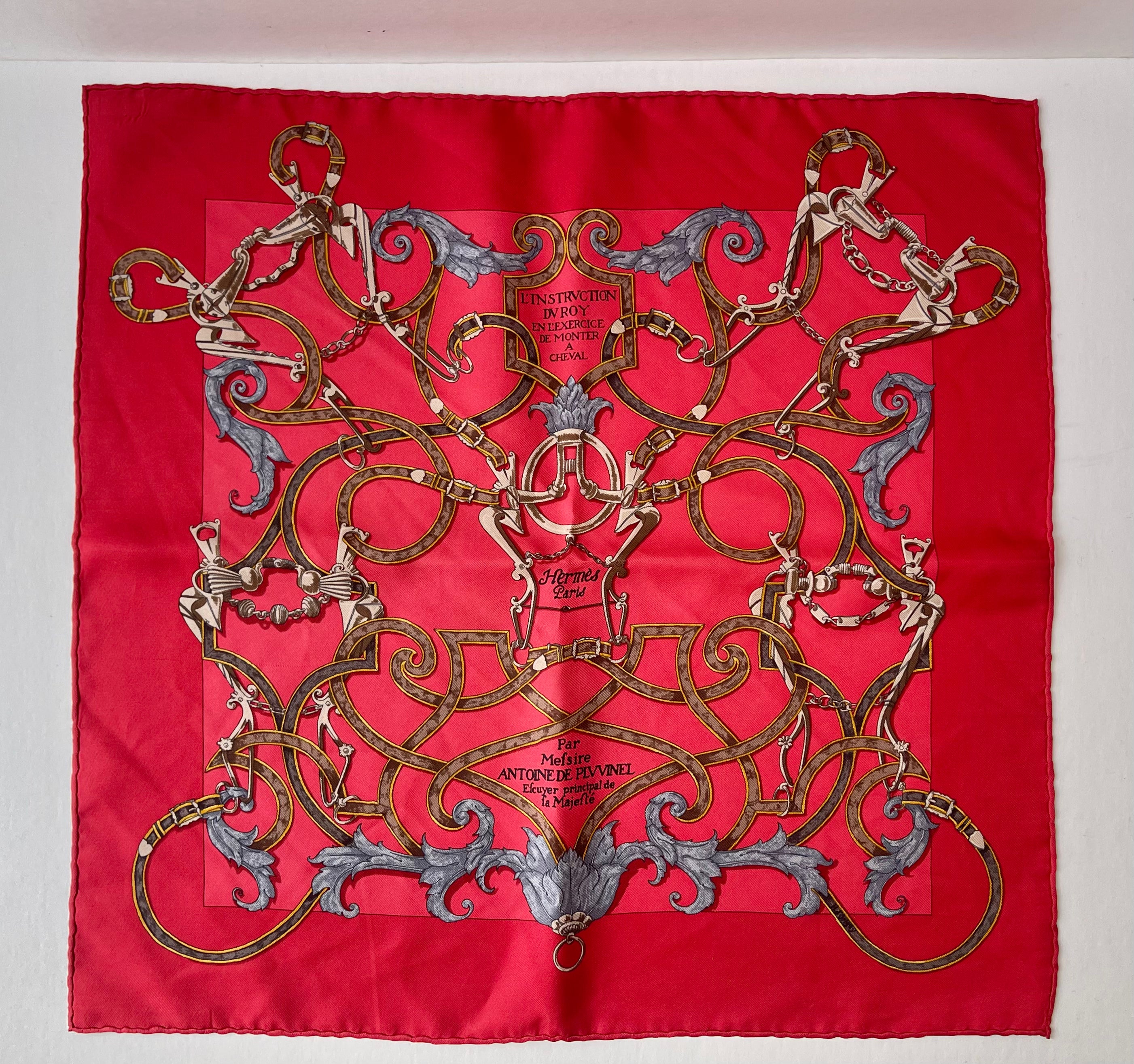 Hermes Silk Red Pattern Scarf (Pre-Owned - NEW with box)