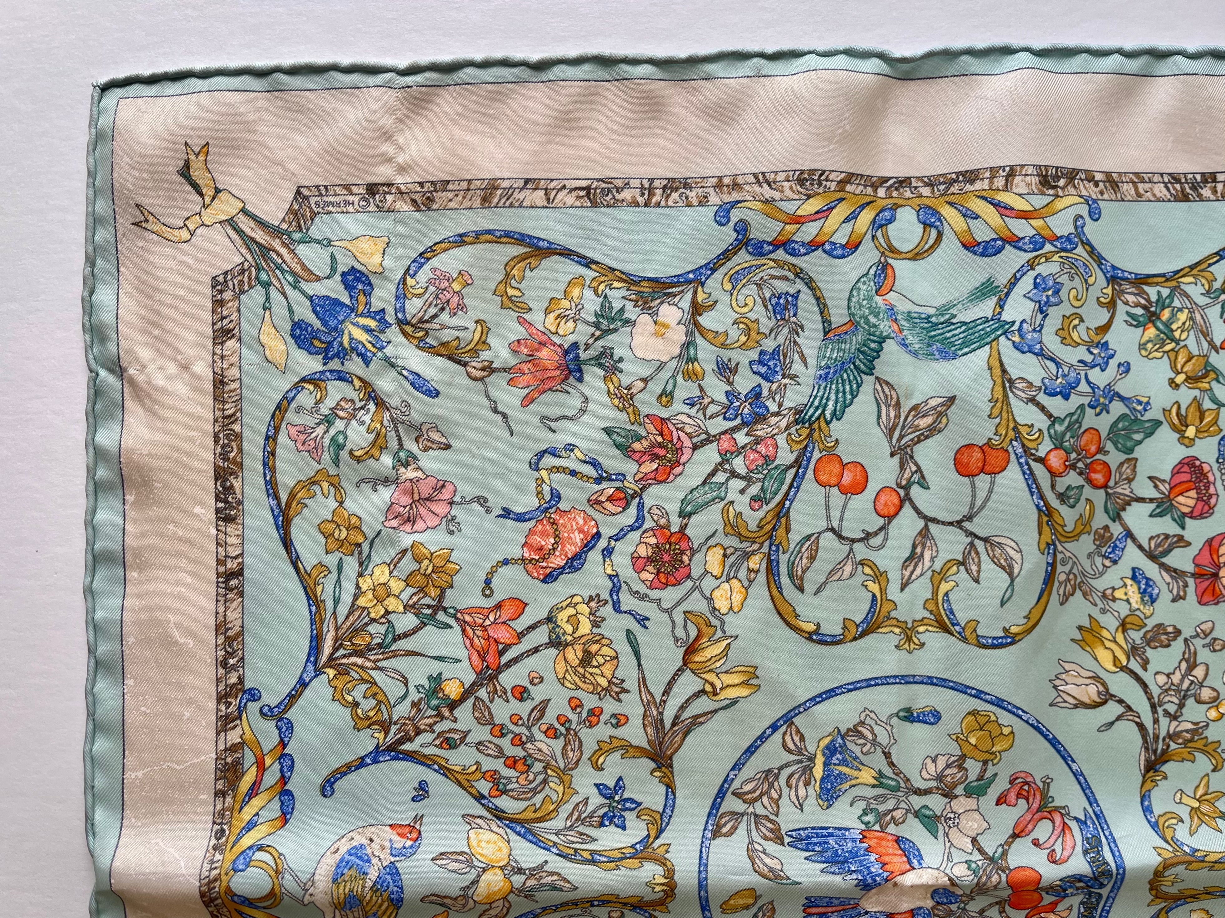 Hermes Silk Powder Blue Pattern Scarf (Pre-Owned - NEW with box)