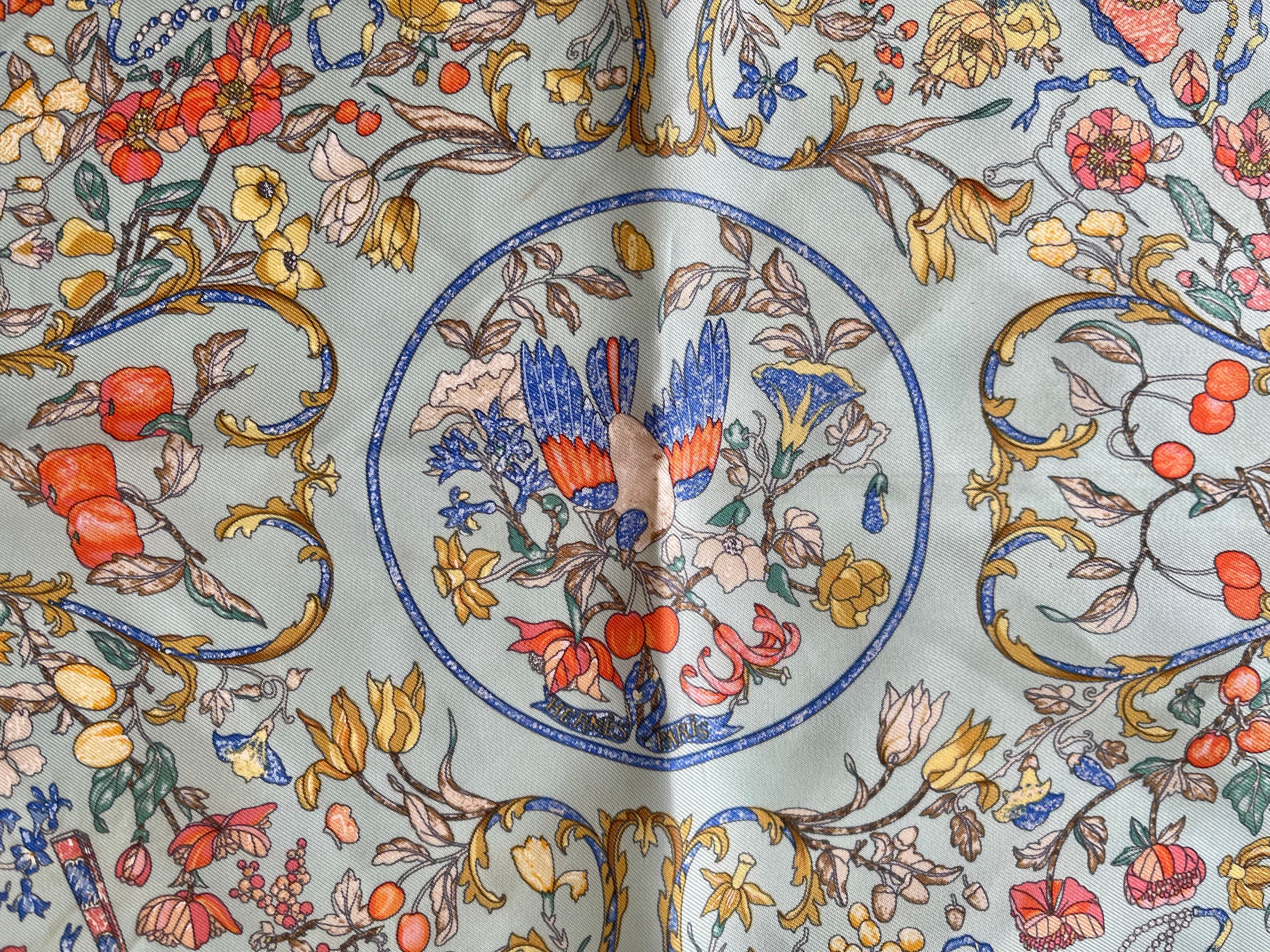 Hermes Silk Powder Blue Pattern Scarf (Pre-Owned - NEW with box)