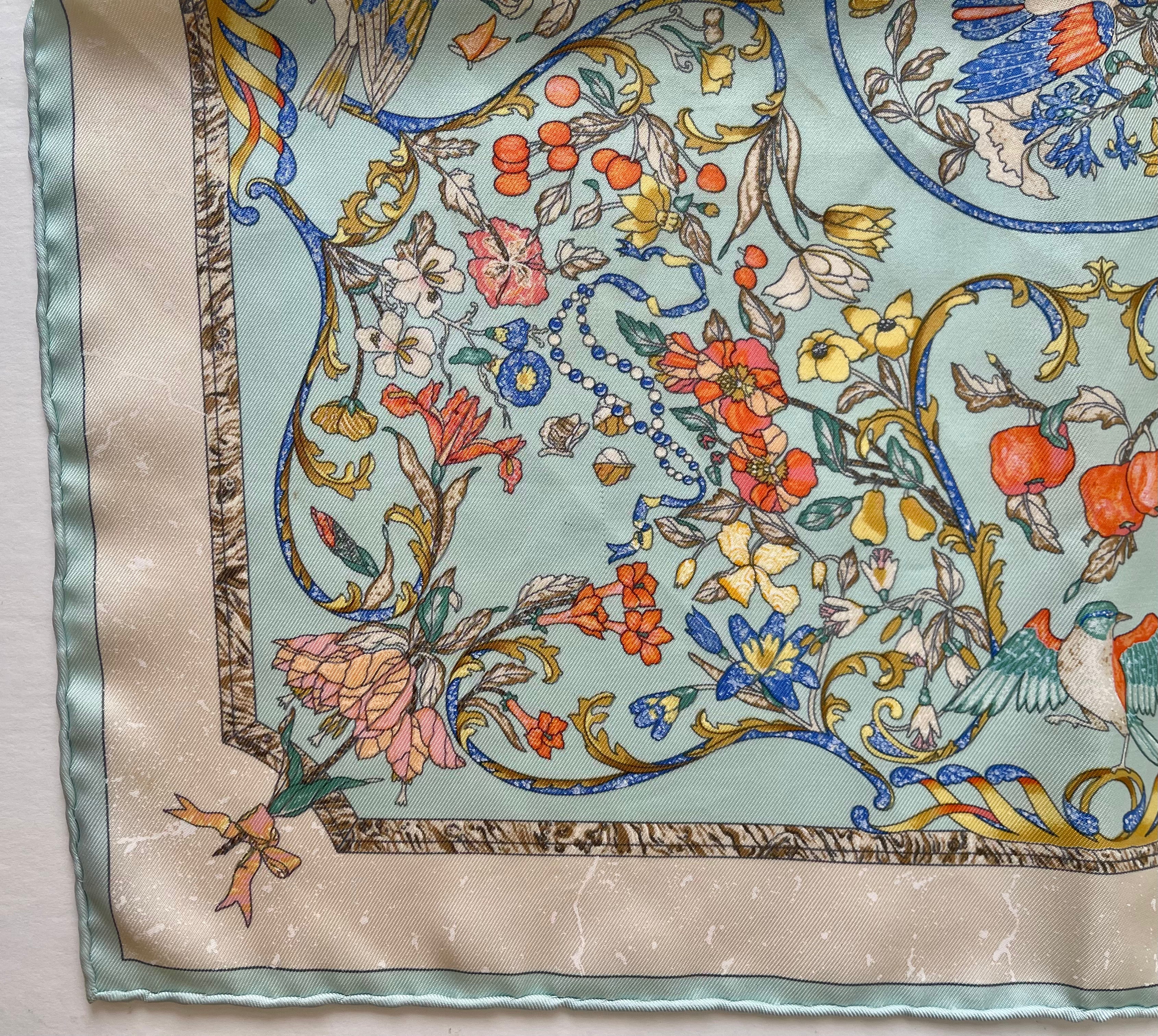 Hermes Silk Powder Blue Pattern Scarf (Pre-Owned - NEW with box)