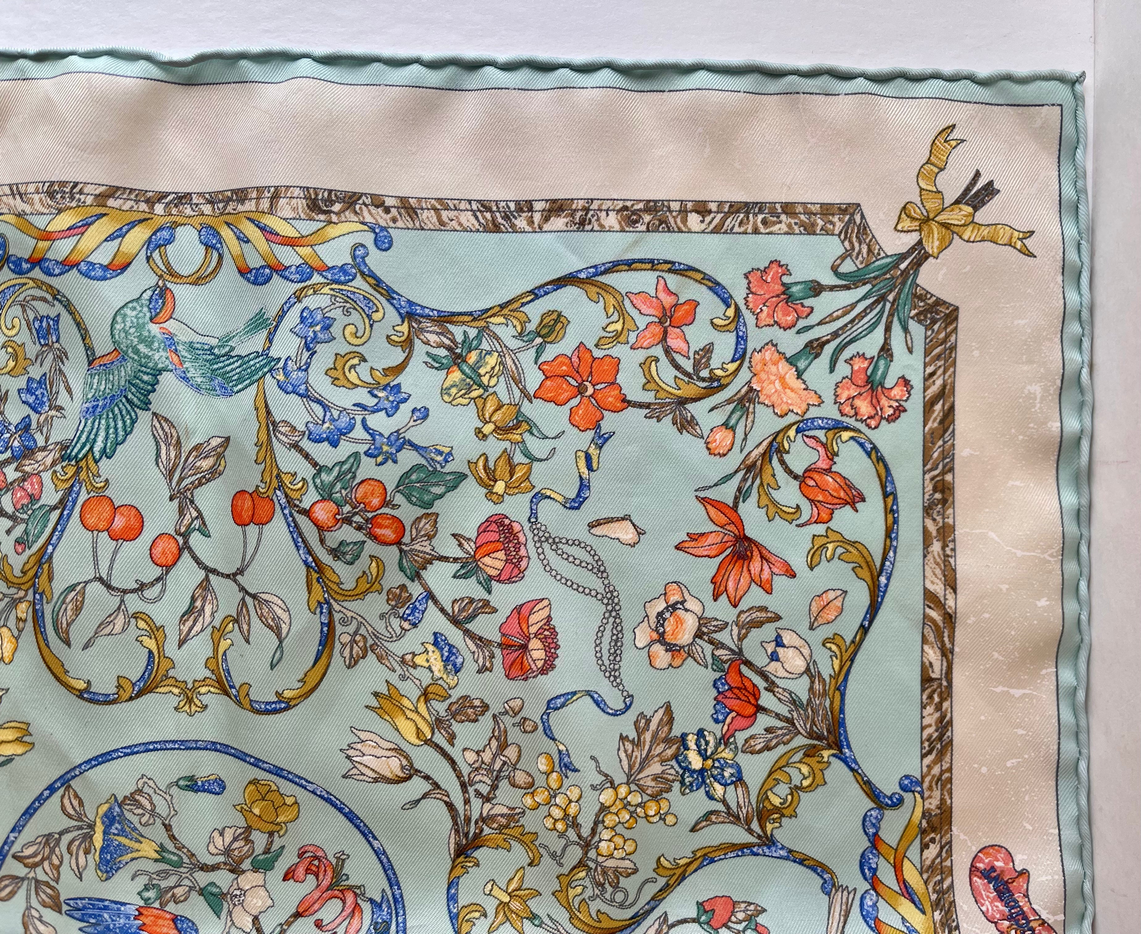 Hermes Silk Powder Blue Pattern Scarf (Pre-Owned - NEW with box)