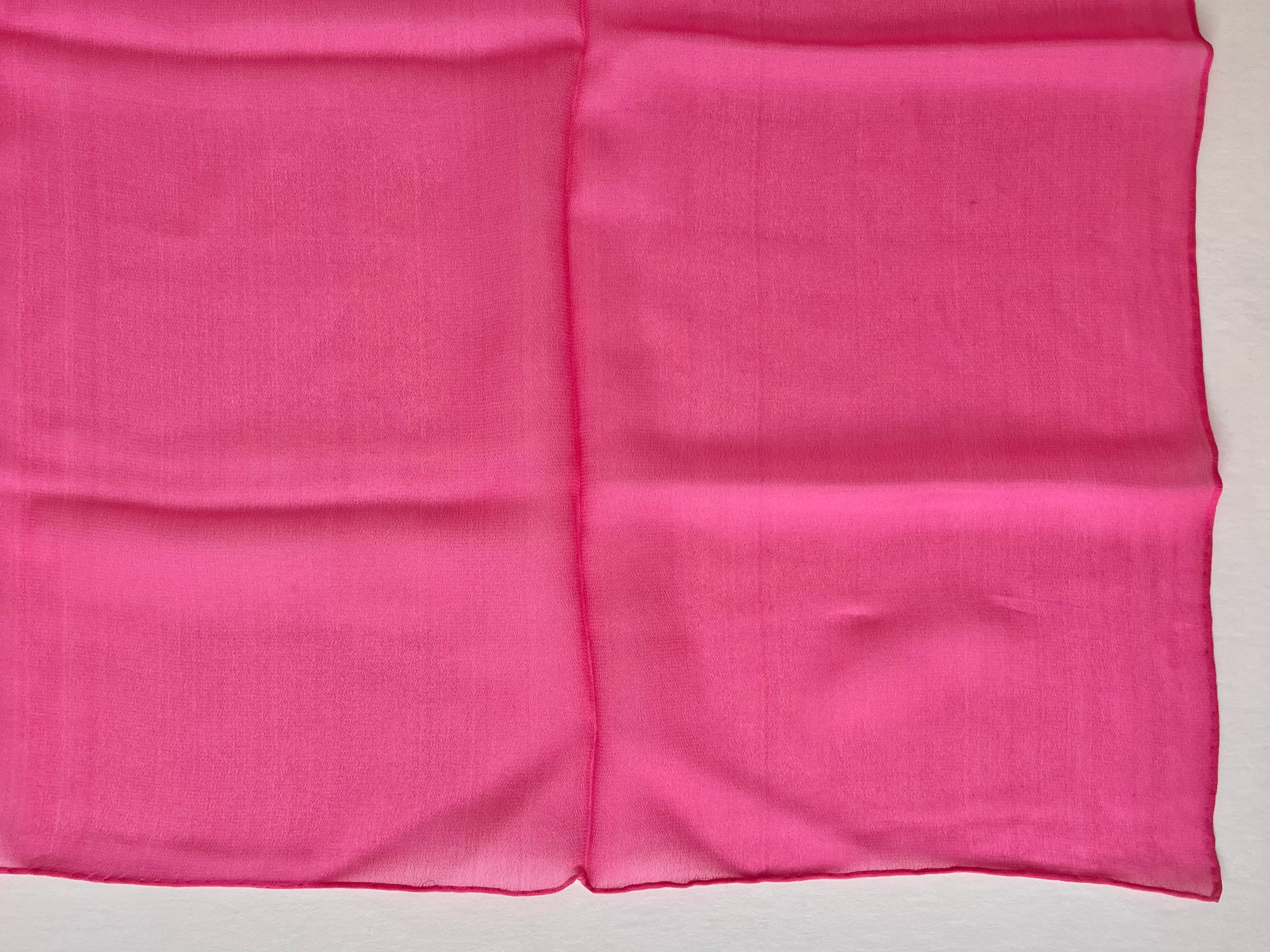 Vintage Silk Crepe Hand-Painted Print Square Scarf