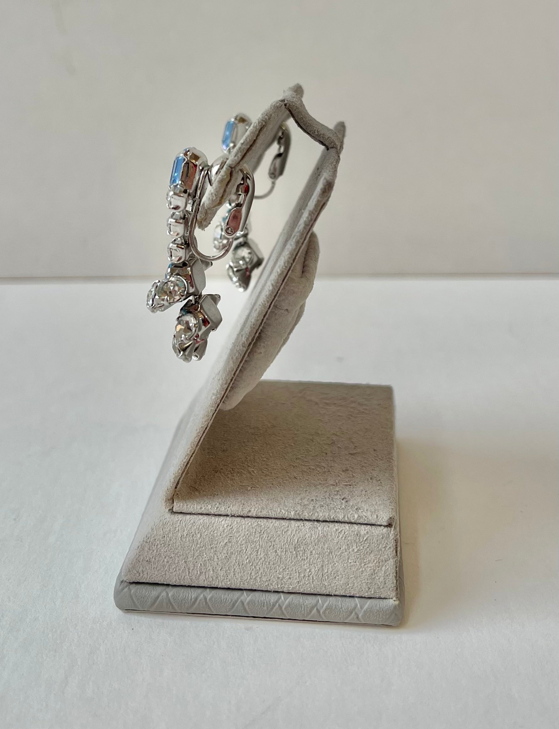 50s Rhinestone Tri-Color Dangle Earrings