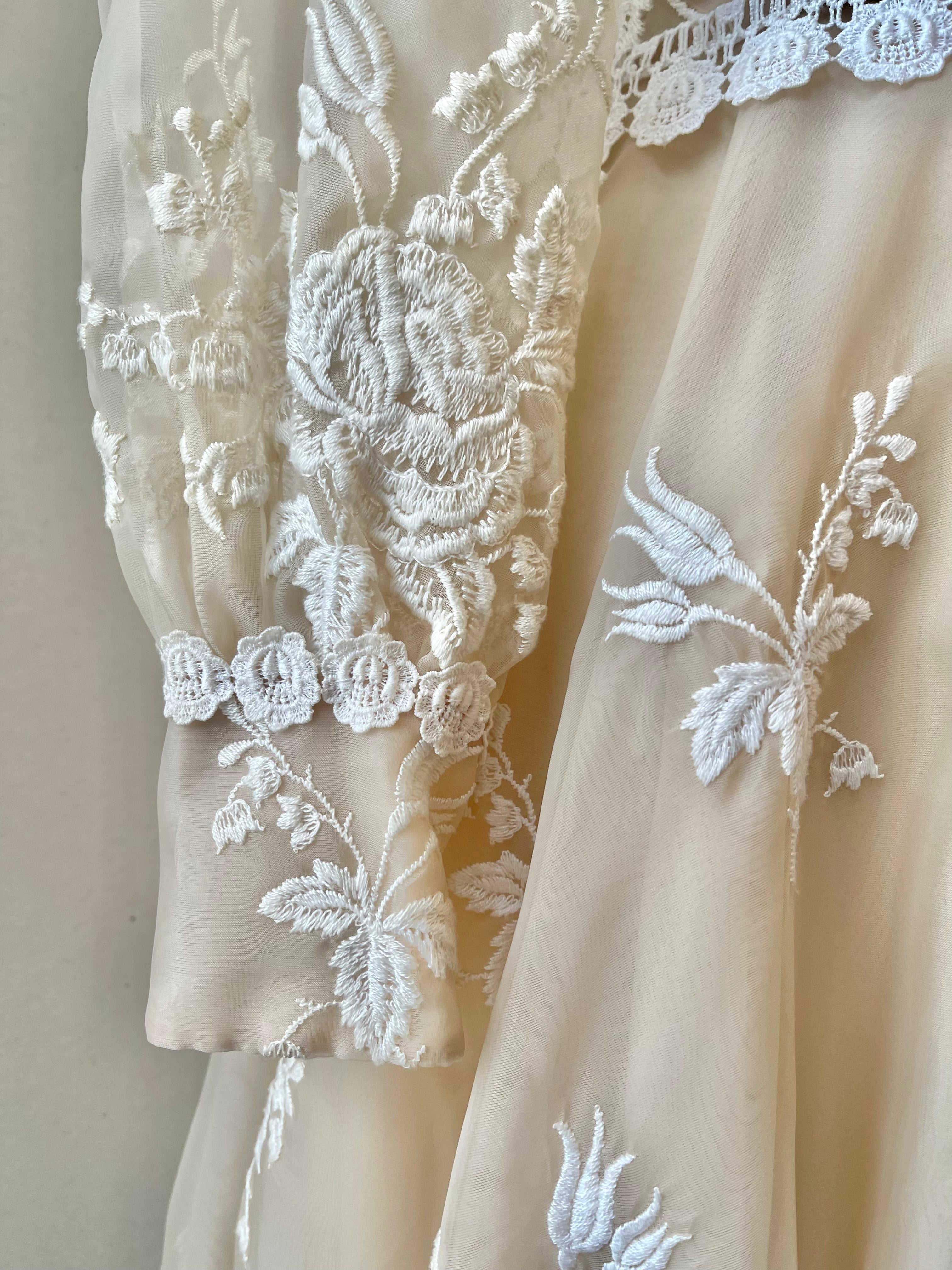 Mr. Frank 1960s Embroidered Organza and Lace Cocktail Dress | Size Small