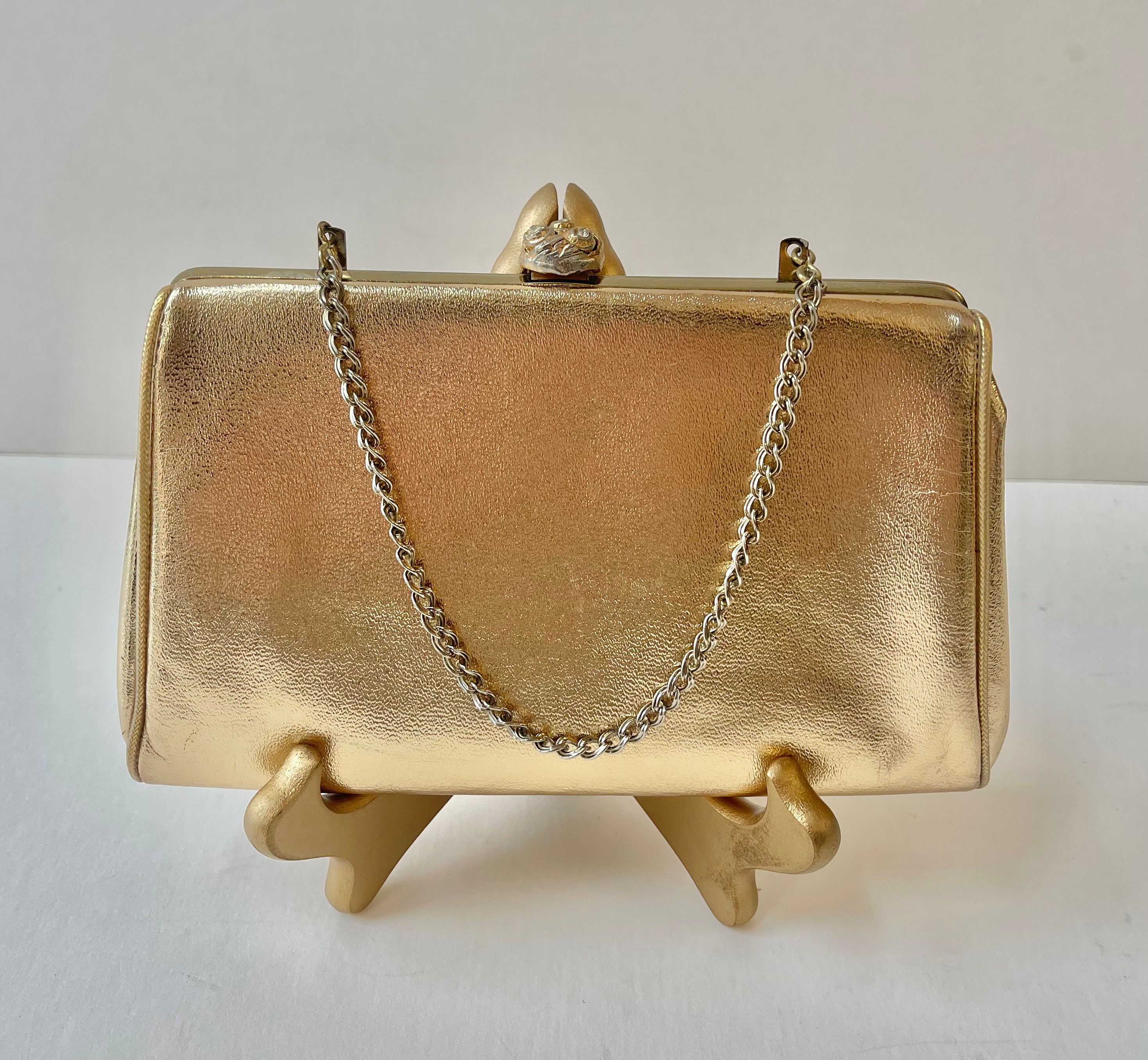 Vintage 1960s Gold Lamé  Evening Bag