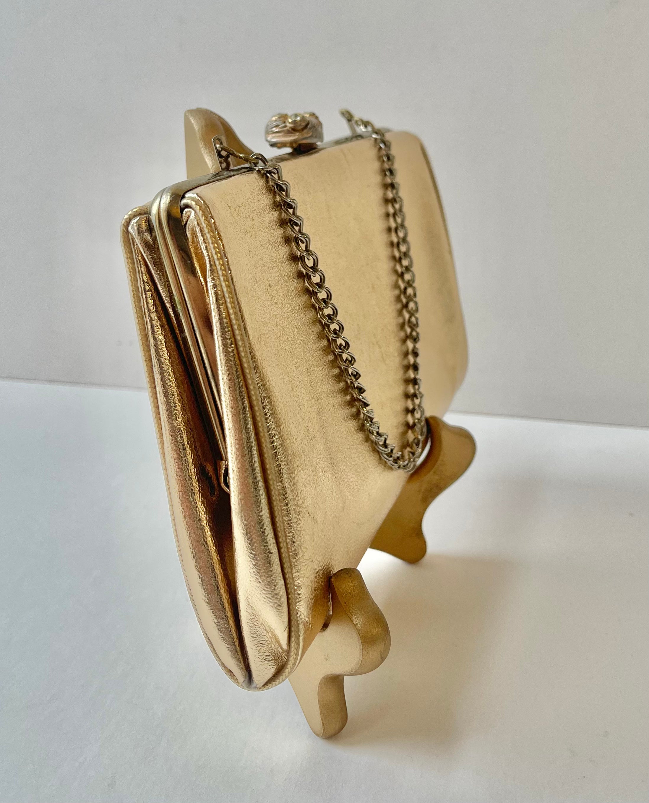 Vintage 1960s Gold Lamé  Evening Bag