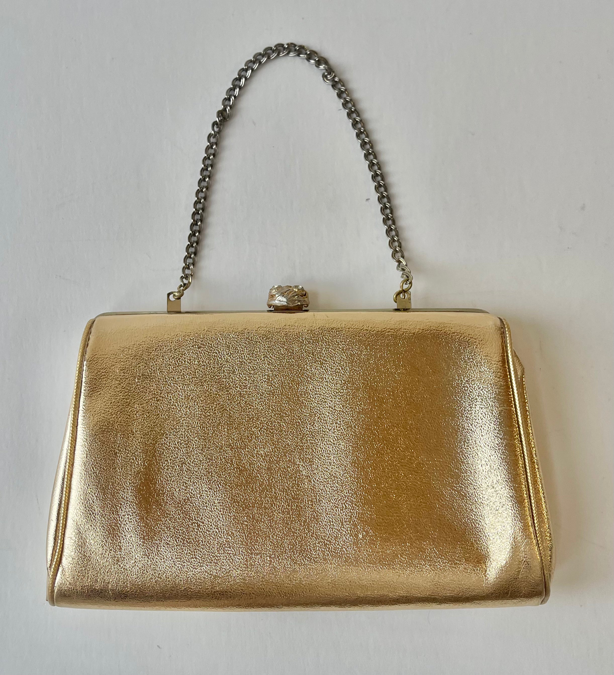 Vintage 1960s Gold Lamé  Evening Bag