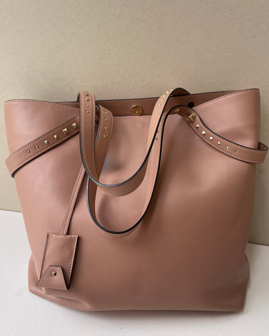 Valentino Rockstud Leather Tote - Blush